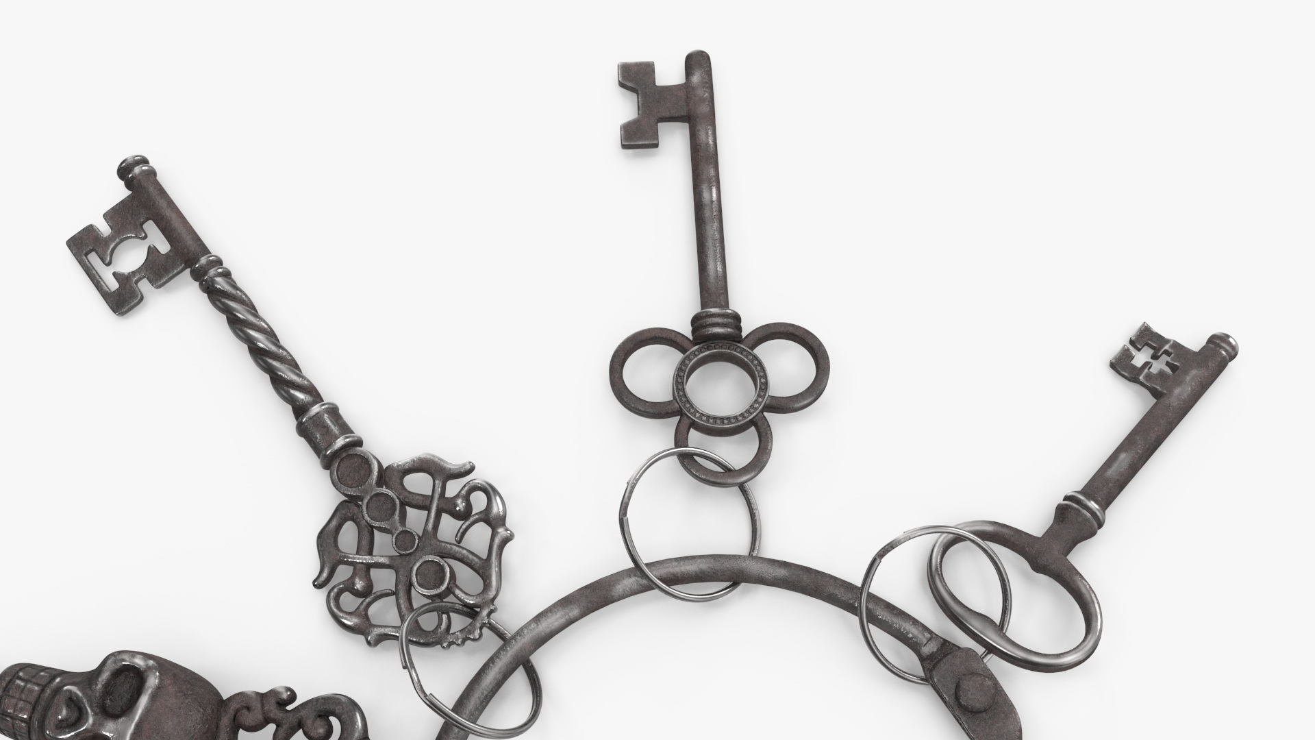 3D Historical Keys Ring Steel