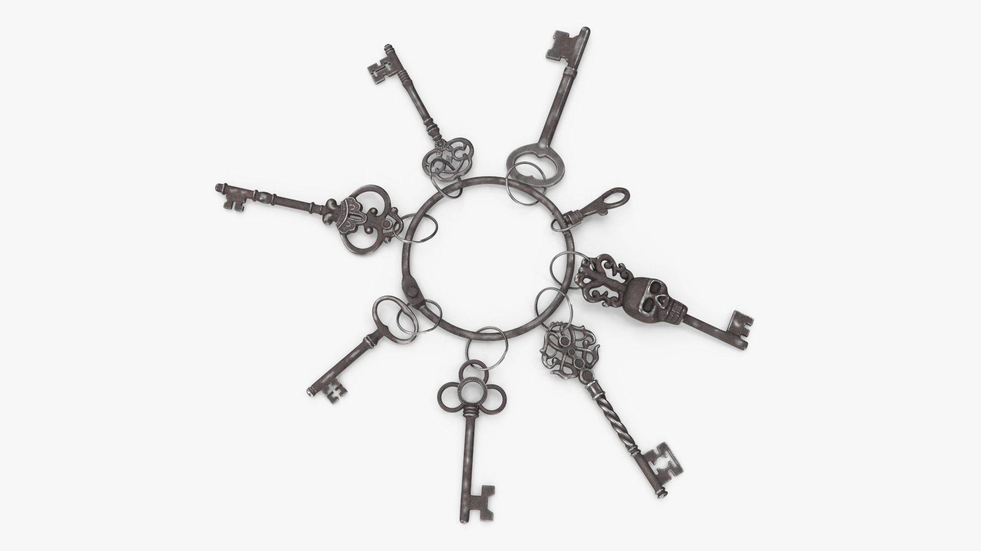 3D Historical Keys Ring Steel