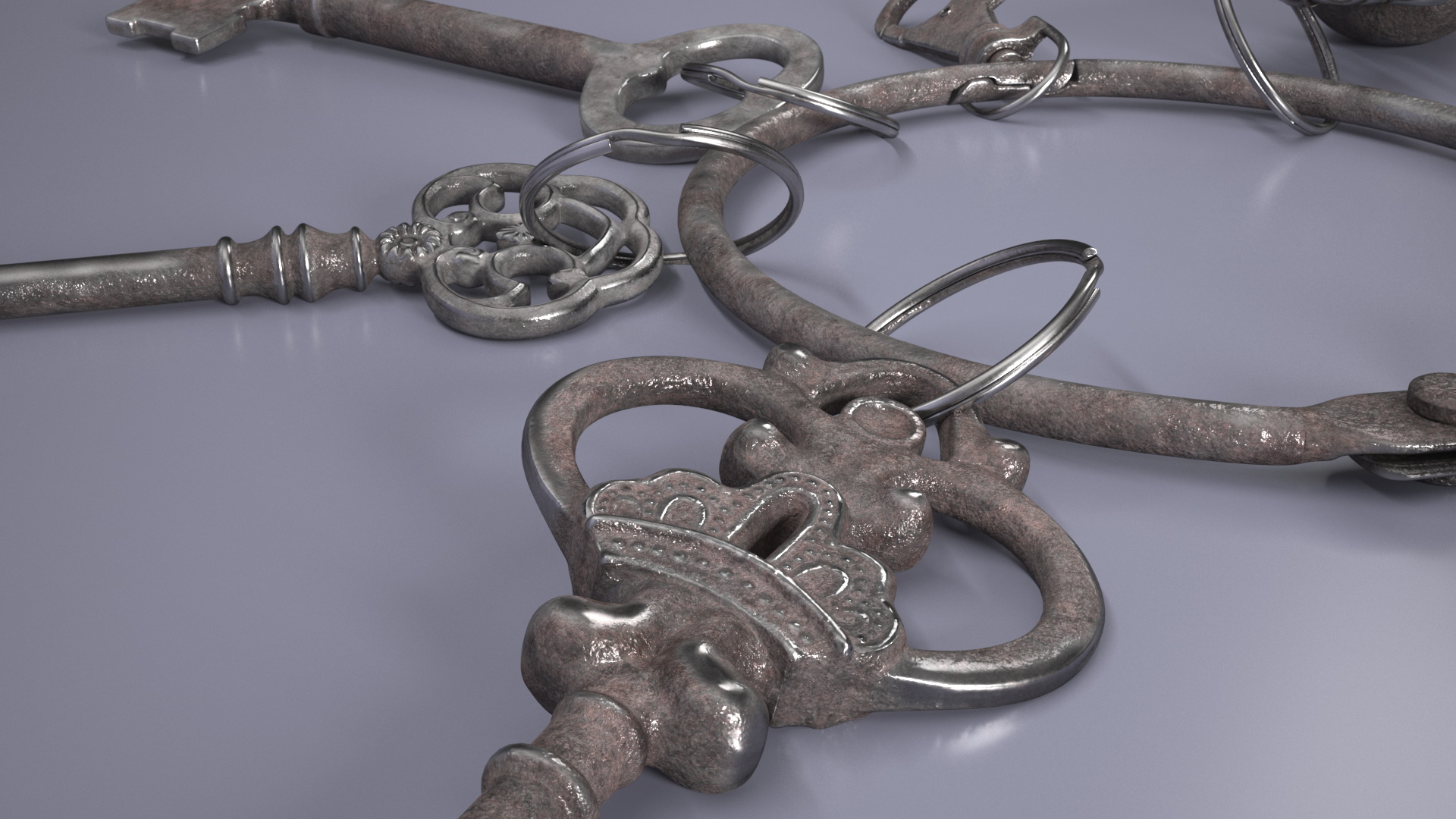 3D Historical Keys Ring Steel