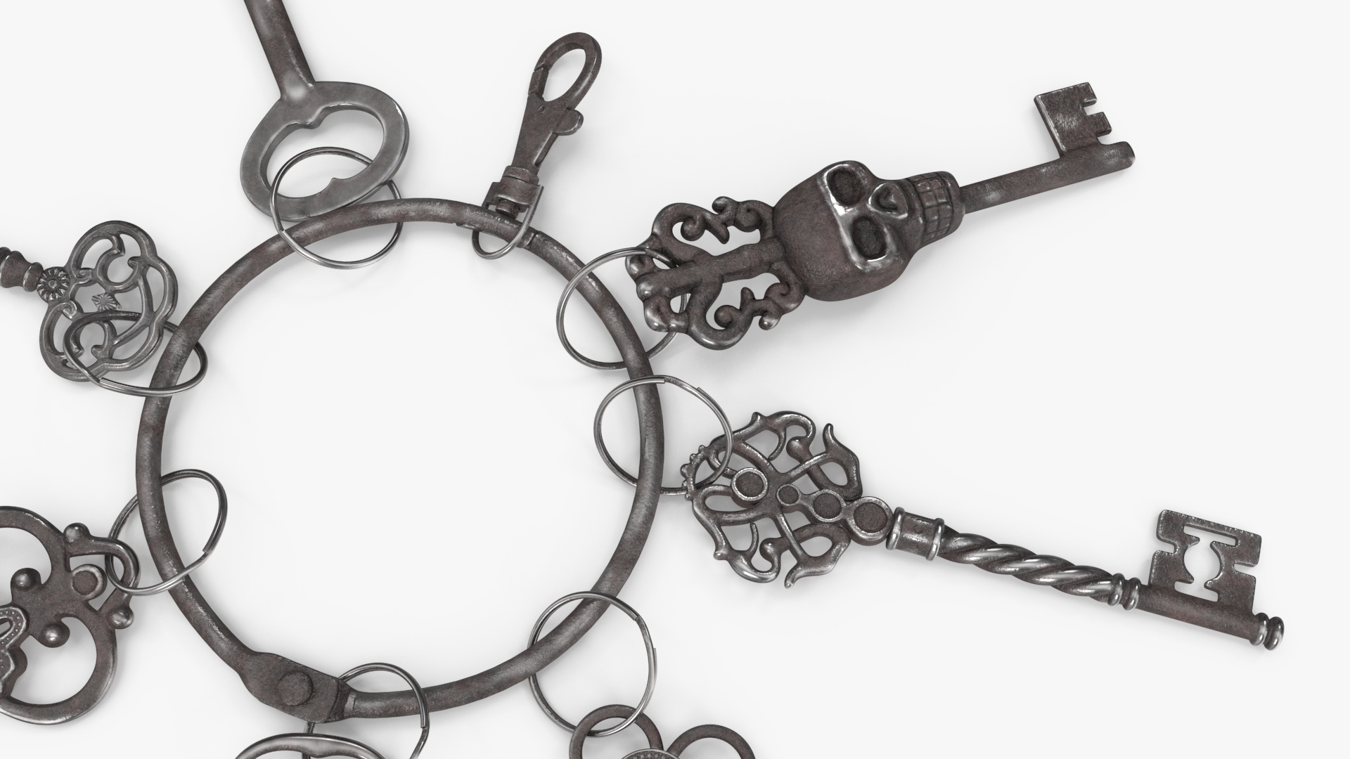 3D Historical Keys Ring Steel