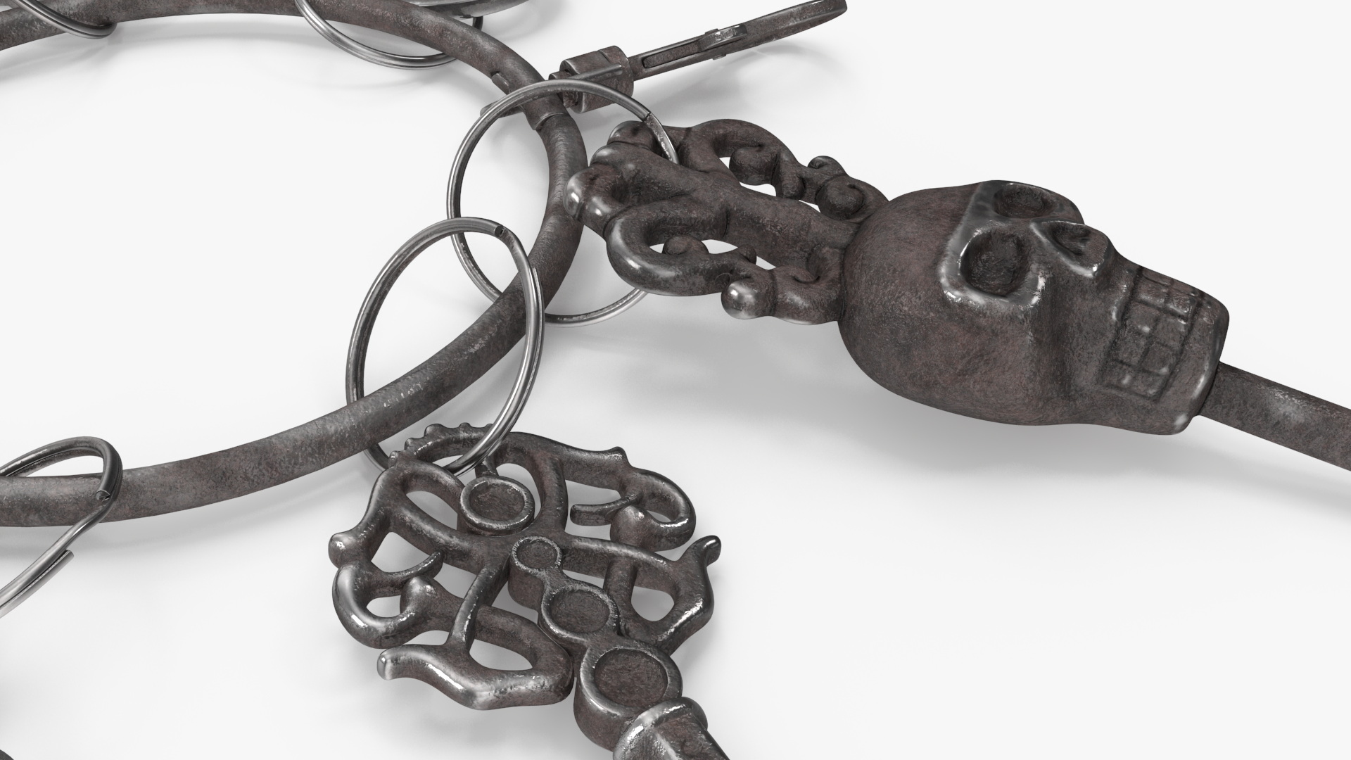 3D Historical Keys Ring Steel