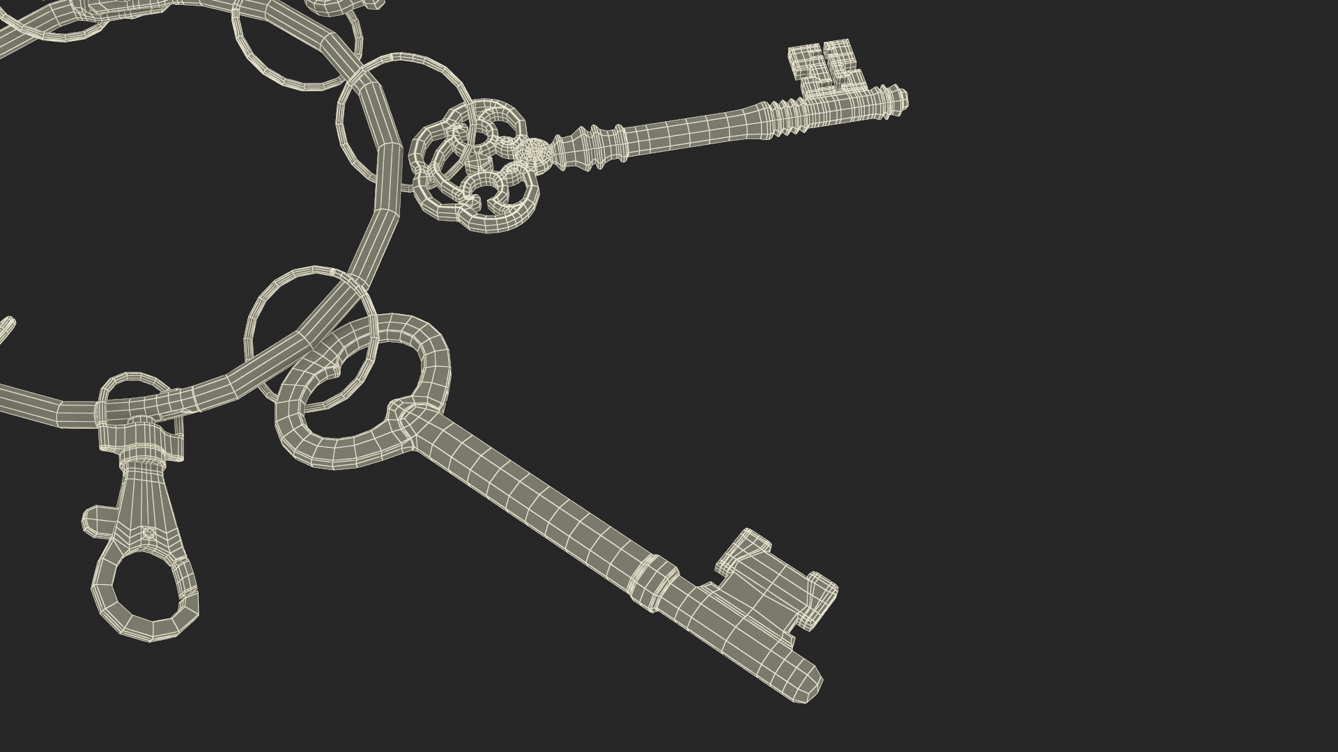 3D Historical Keys Ring Steel