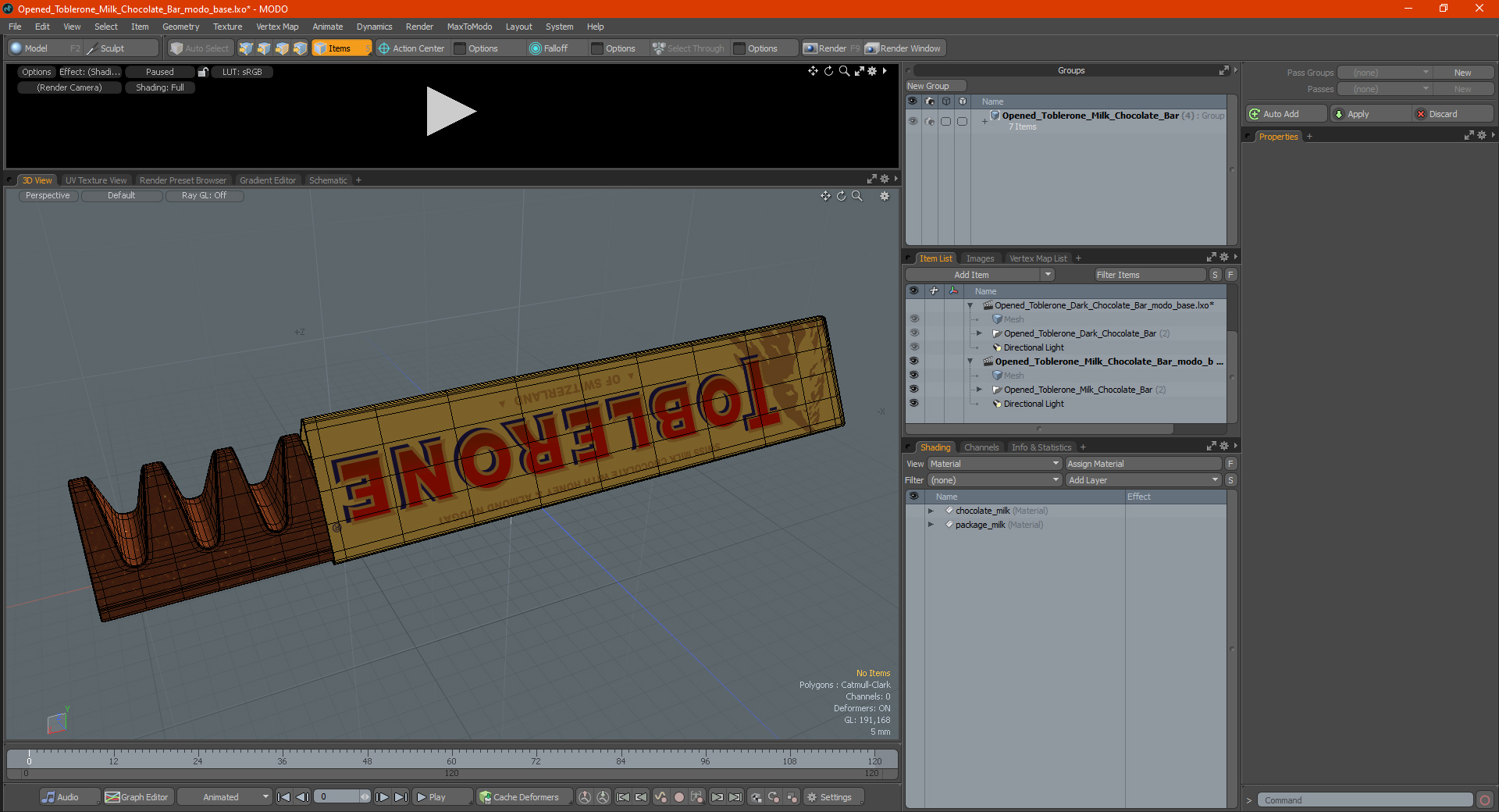 3D model Opened Toblerone Milk Chocolate Bar