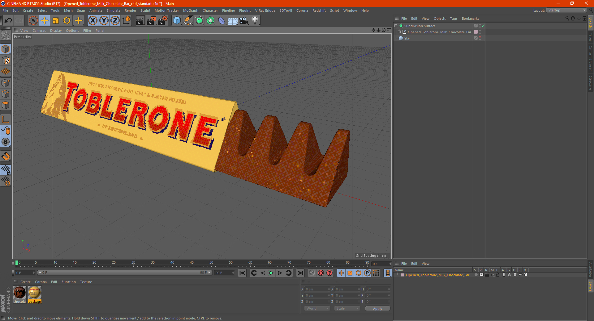 3D model Opened Toblerone Milk Chocolate Bar