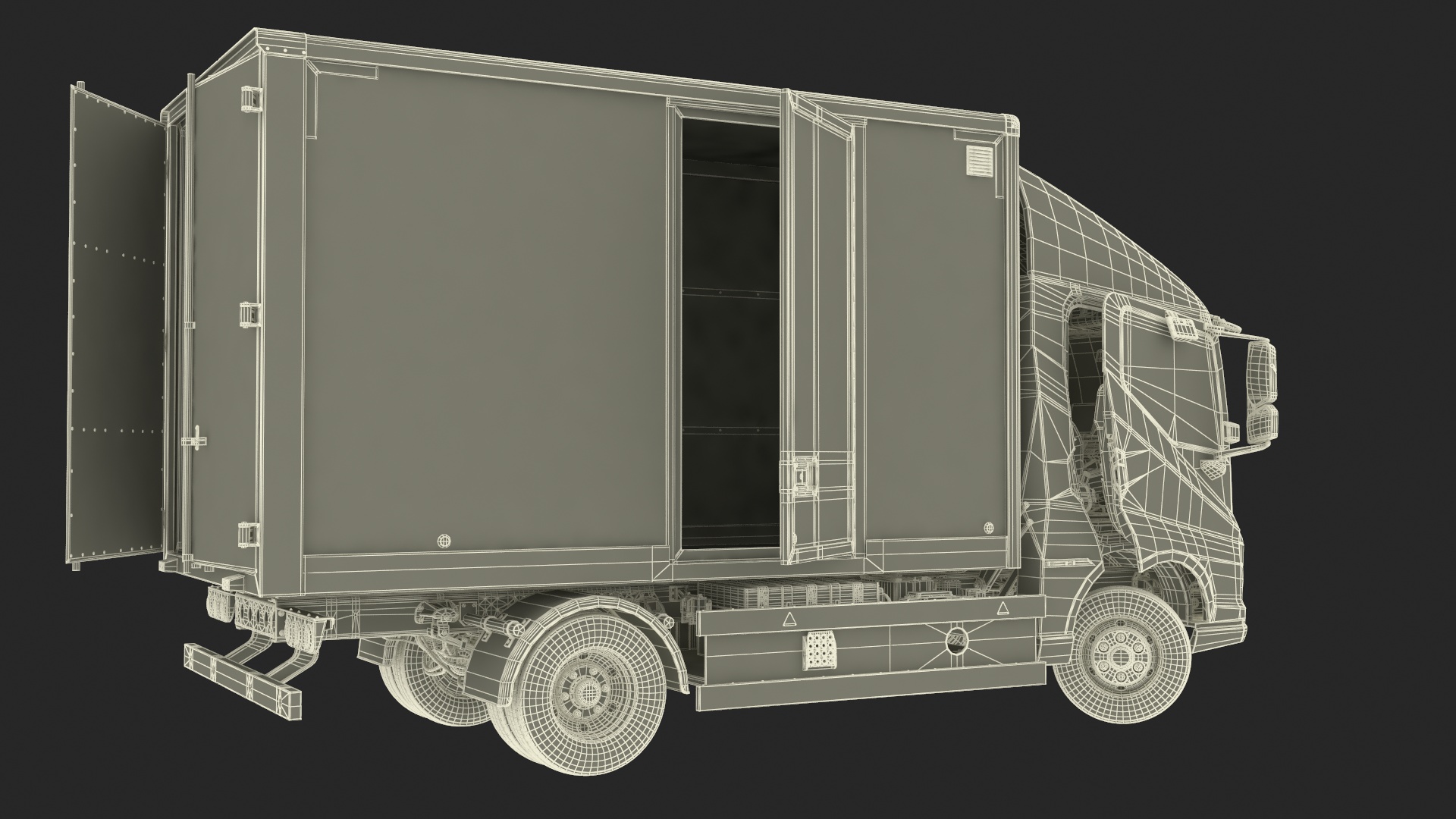 Modern Truck Black Rigged for Cinema 4D 3D model