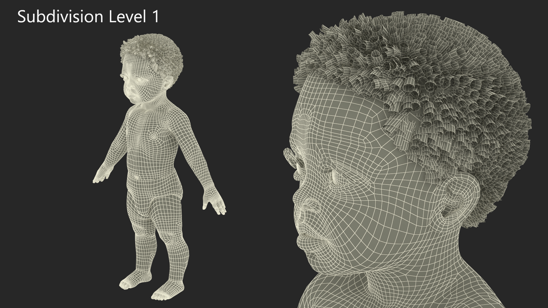 Black Baby Boy Light Skin Wearing Diaper A-Pose 3D