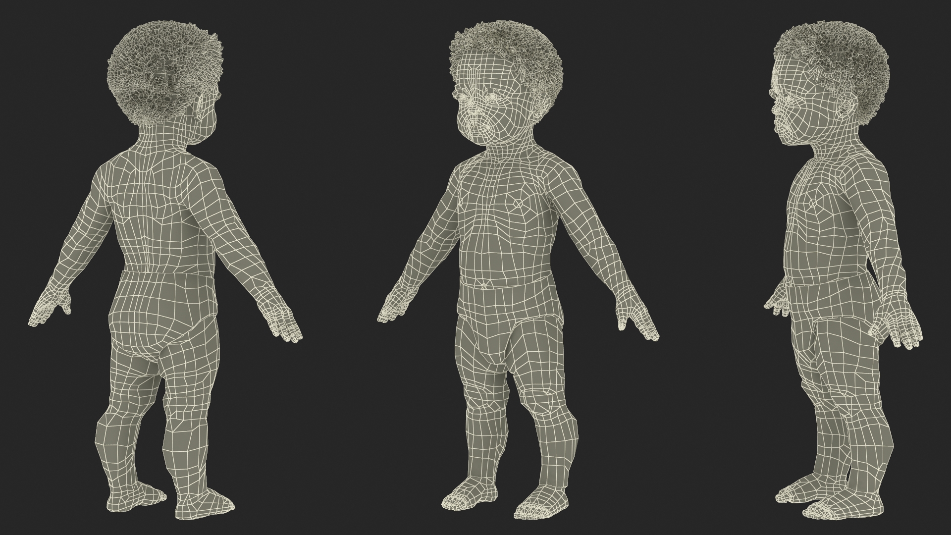 Black Baby Boy Light Skin Wearing Diaper A-Pose 3D