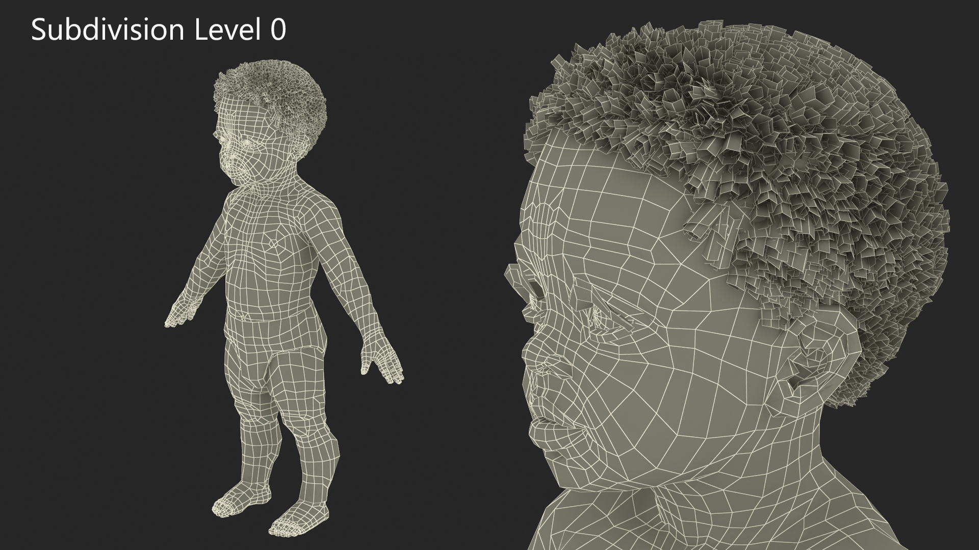 Black Baby Boy Light Skin Wearing Diaper A-Pose 3D