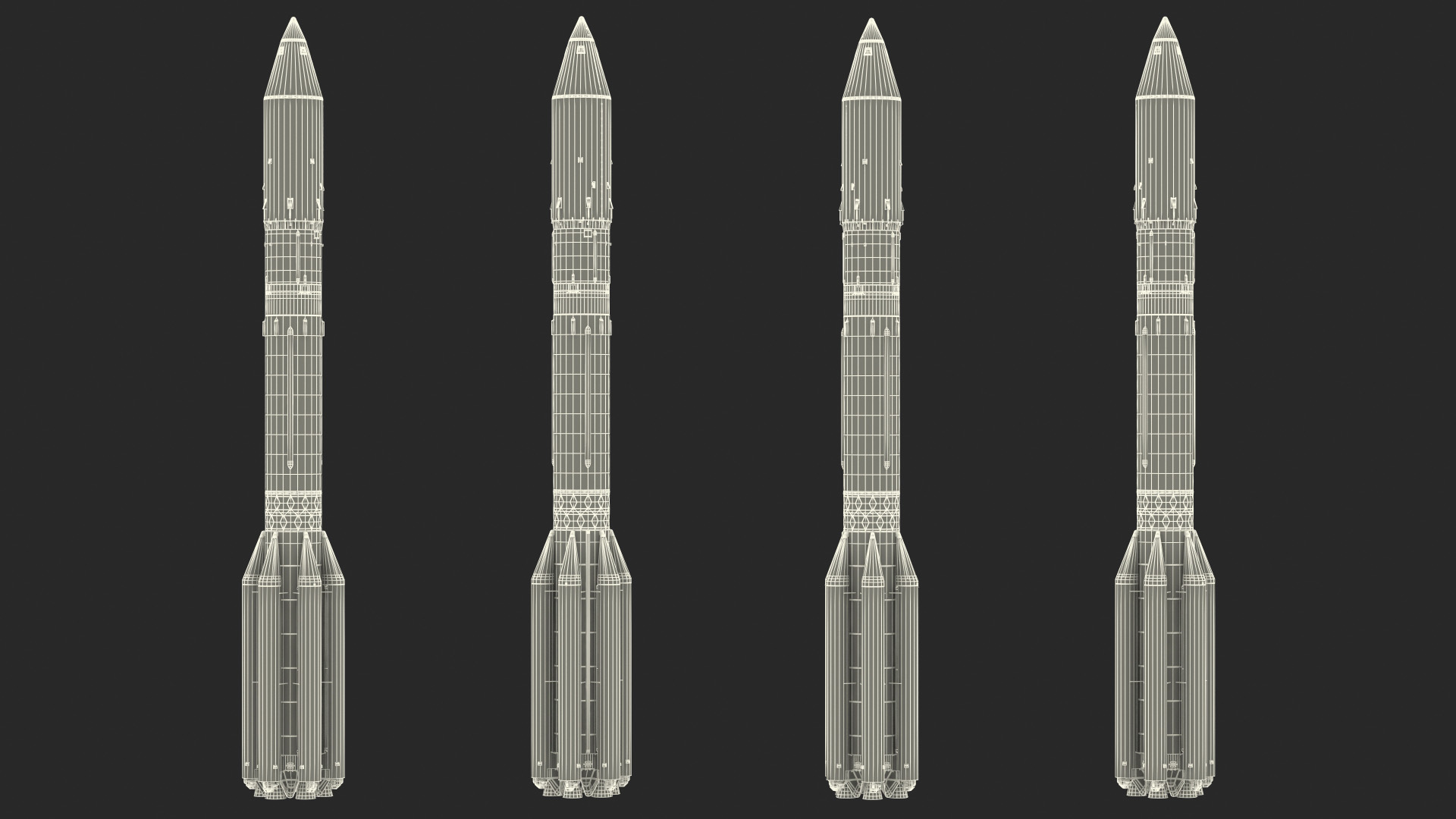 3D Proton M Heavy Lift Launch Rocket model