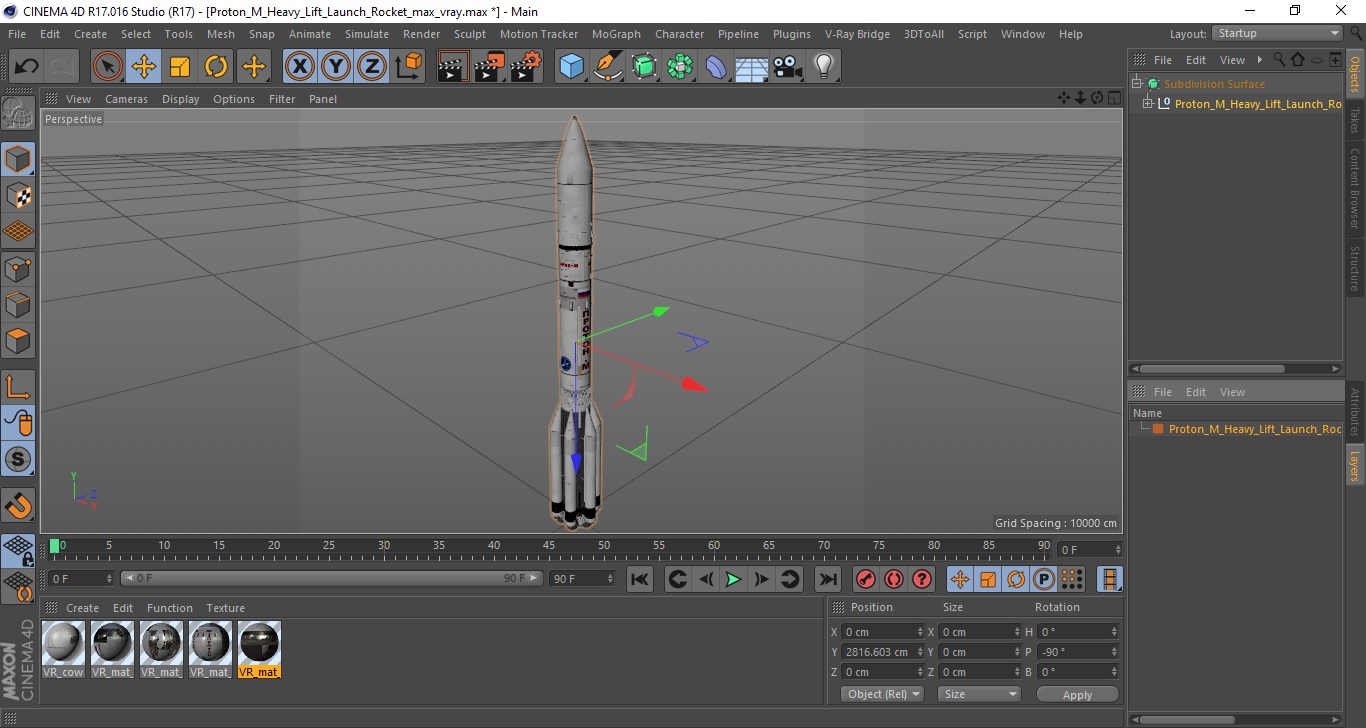 3D Proton M Heavy Lift Launch Rocket model