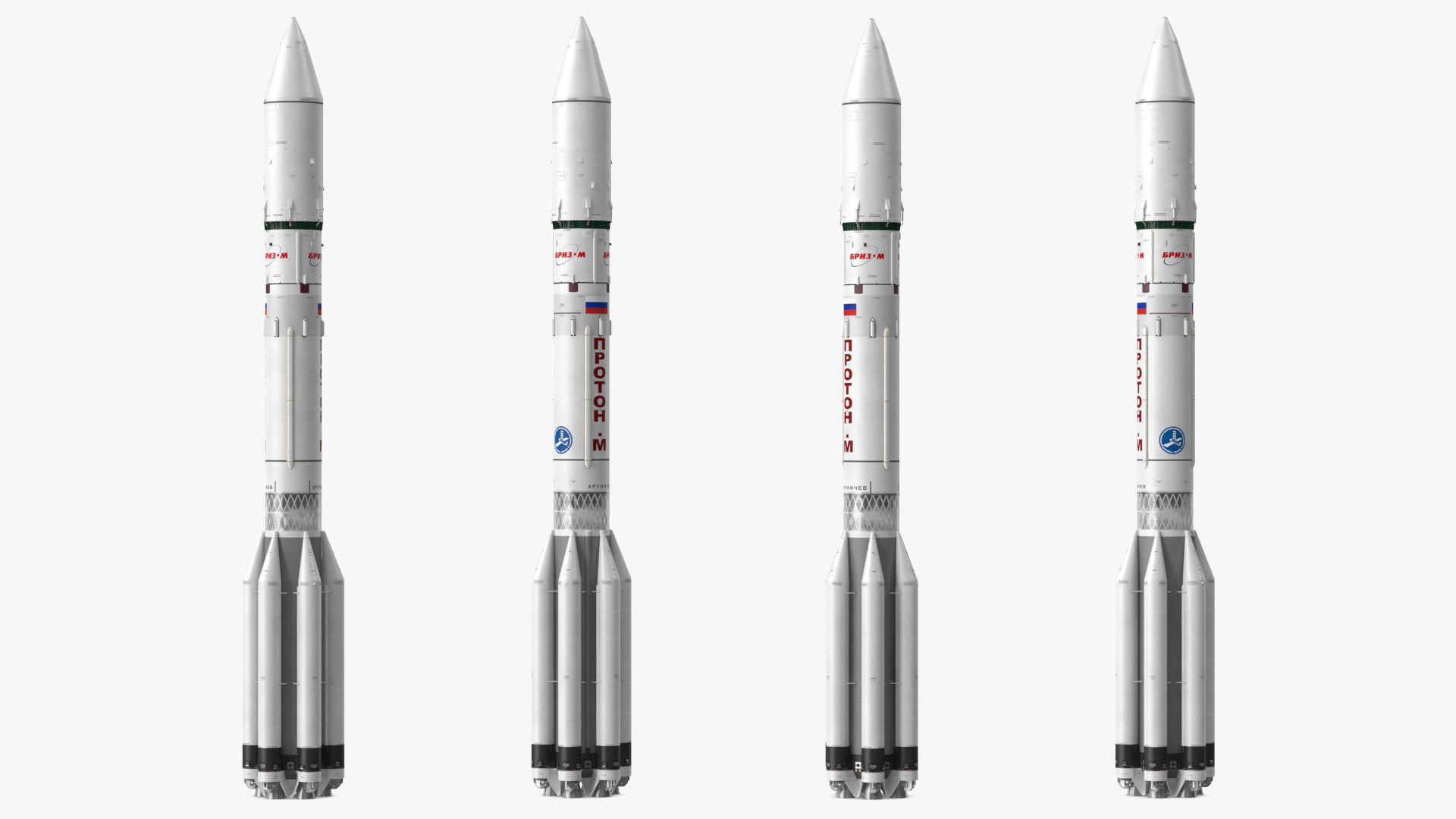 3D Proton M Heavy Lift Launch Rocket model