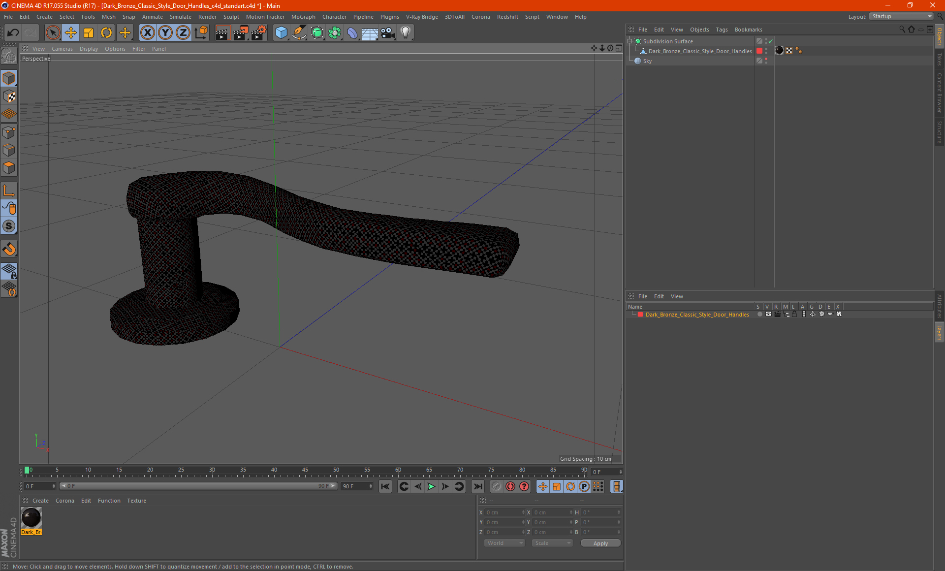 3D Dark Bronze Classic Style Door Handles model