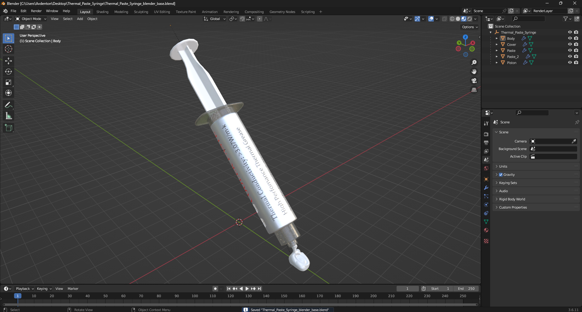 3D Thermal Paste Syringe