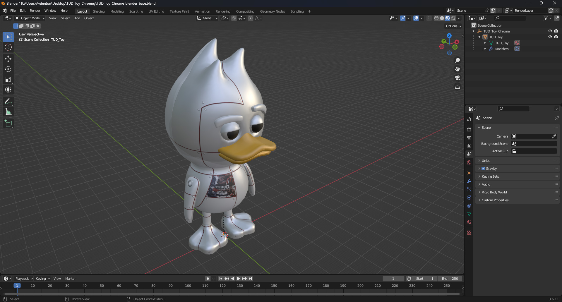 TUD Toy Chrome 3D model