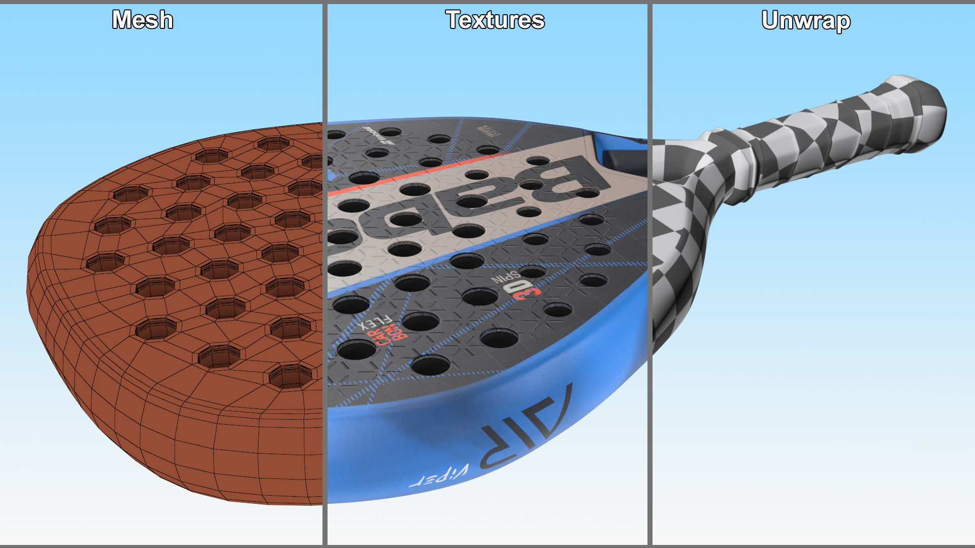 Babolar Air Padel Racket Blue 3D model