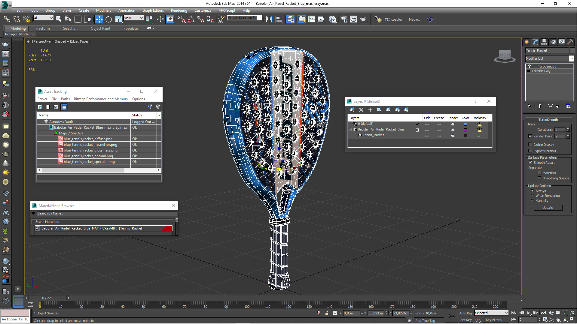 Babolar Air Padel Racket Blue 3D model