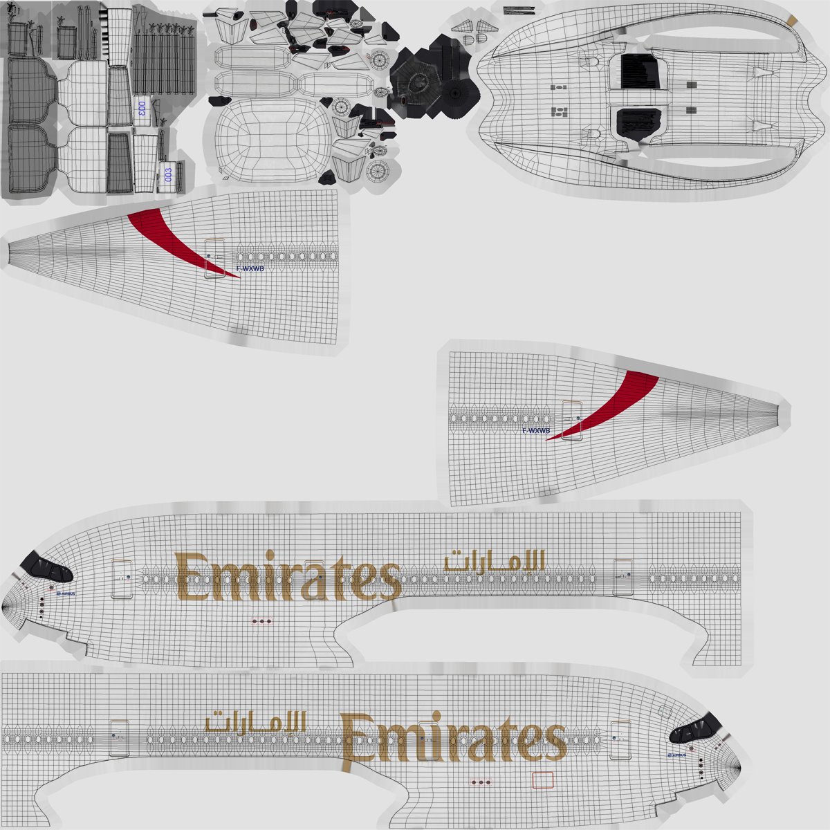 3D Airbus A350 900 Emirates Air Line model