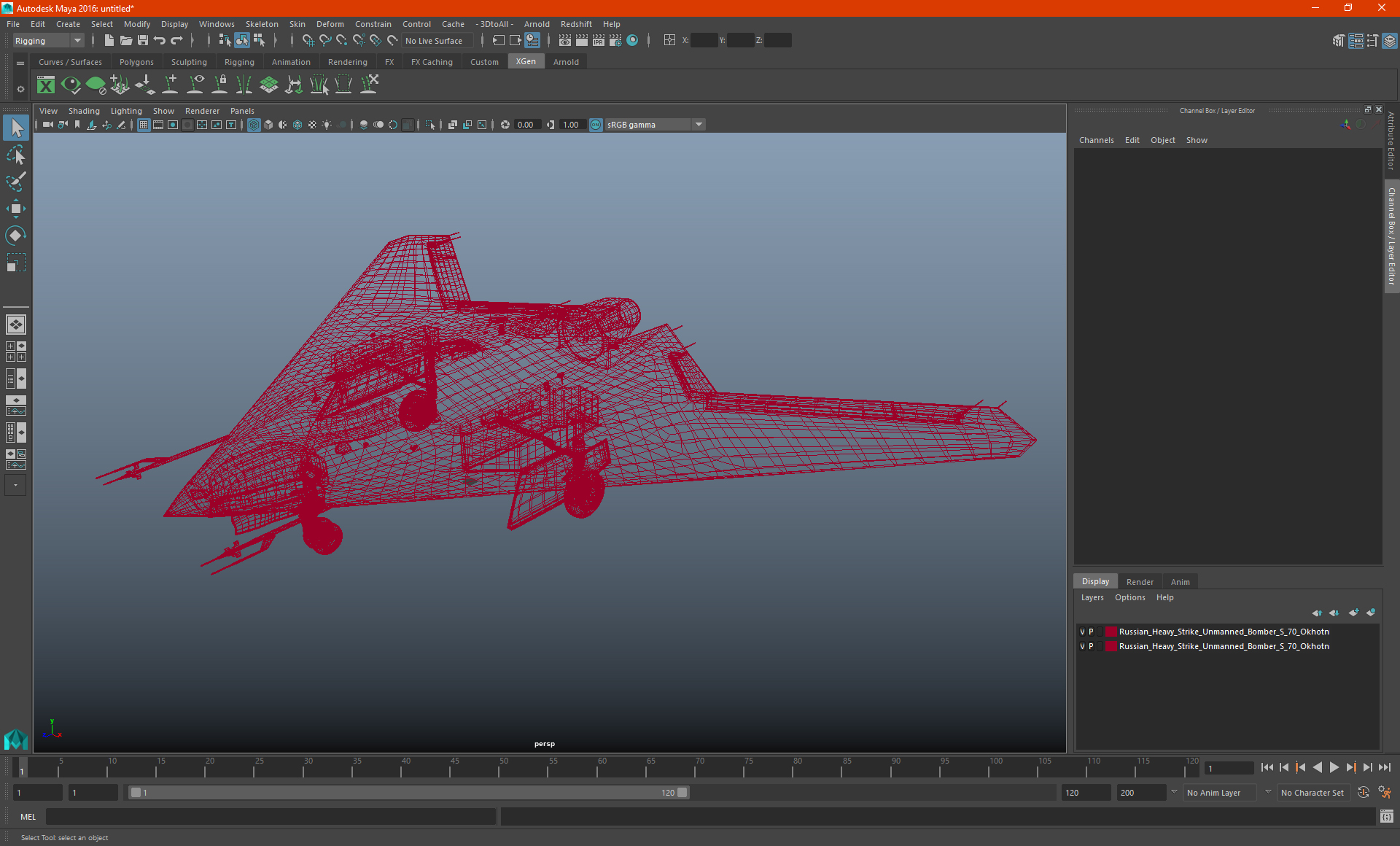 3D model Russian Heavy Strike Unmanned Bomber S-70 Okhotnik