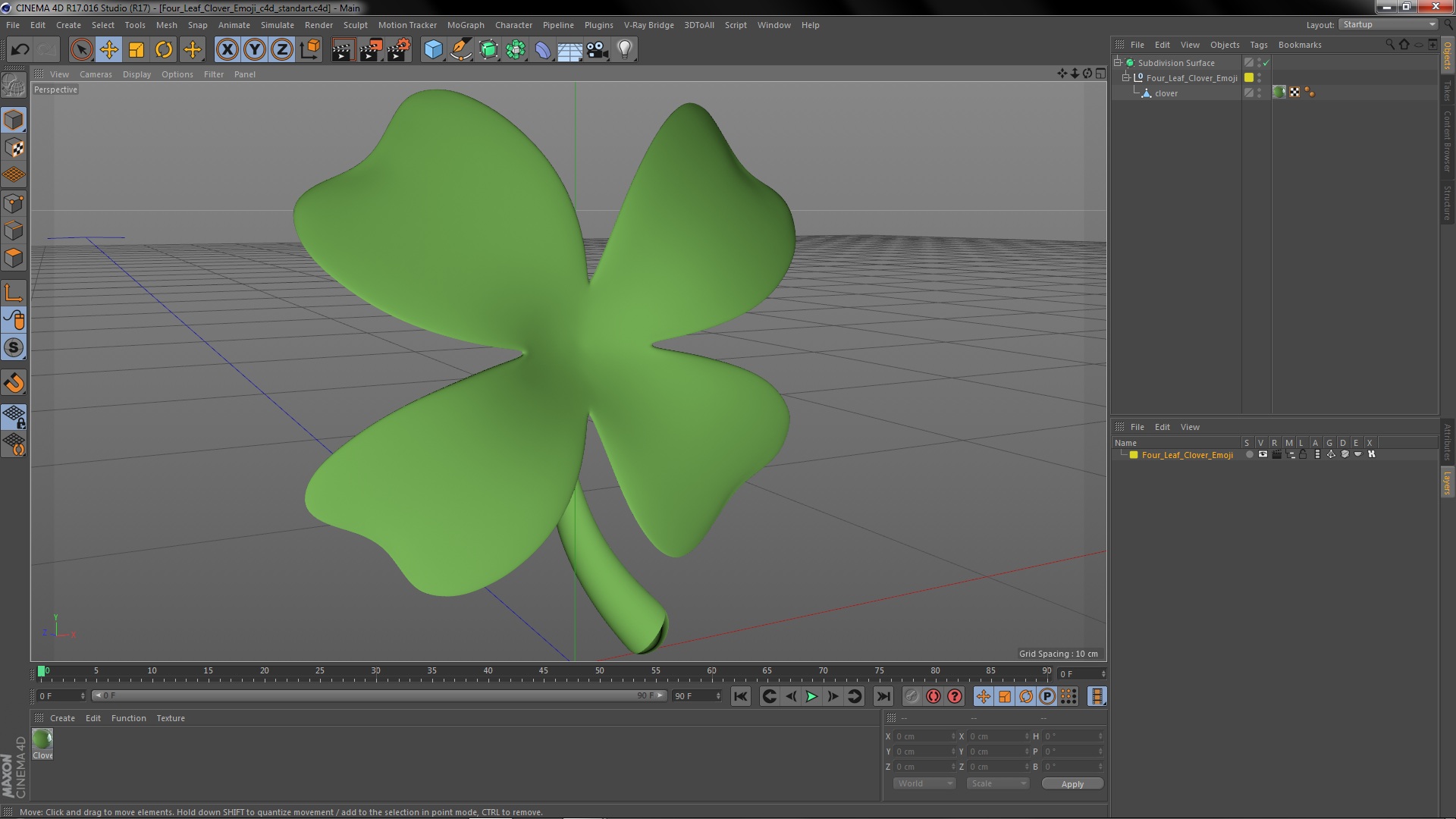 Four Leaf Clover Emoji 3D