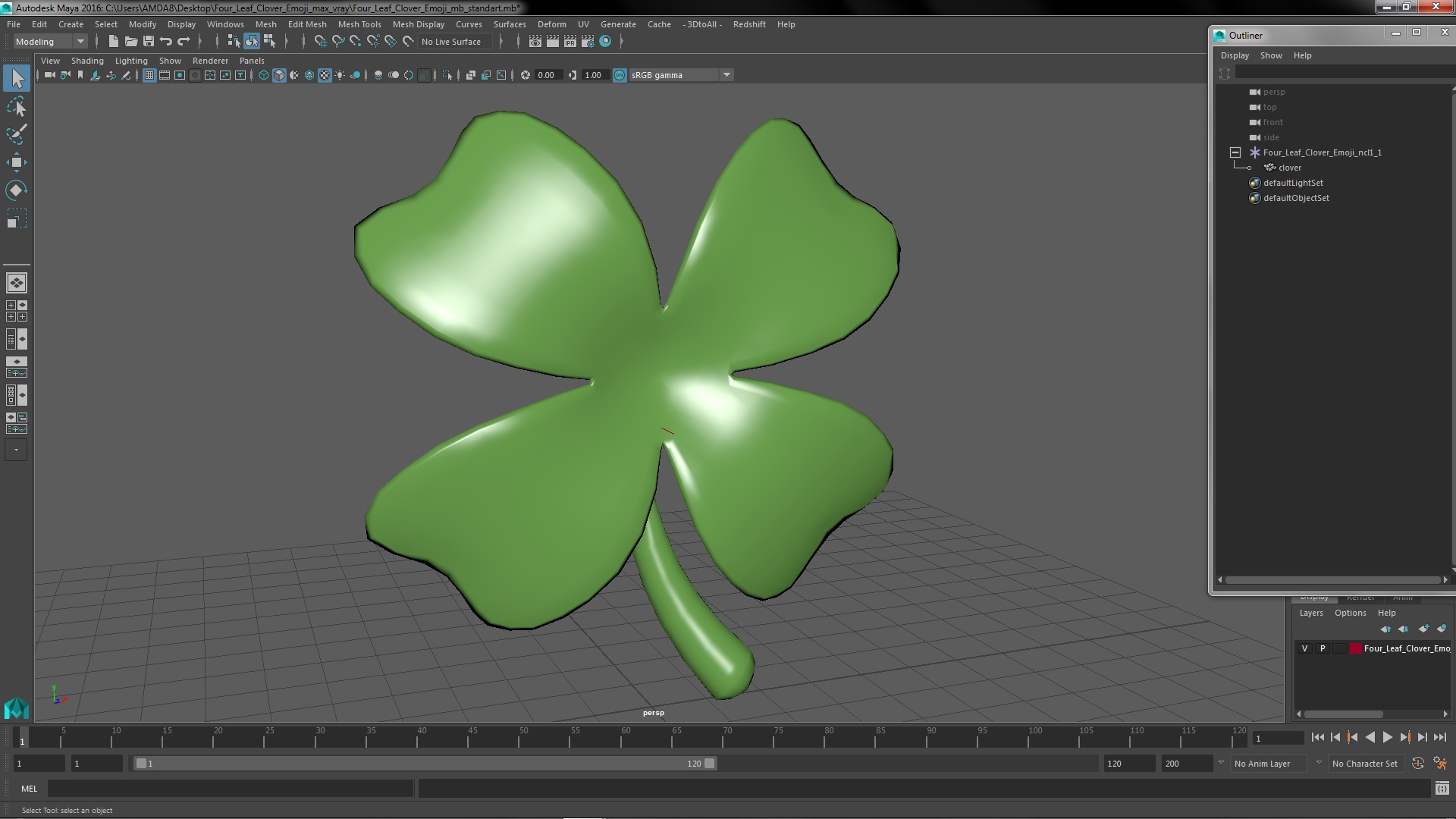 Four Leaf Clover Emoji 3D