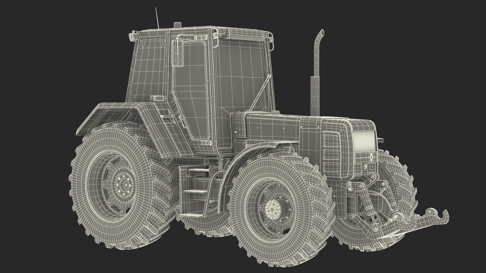 3D Renault 160-94 Wheel Tractor with Forage Harvester Scorpion 300 model