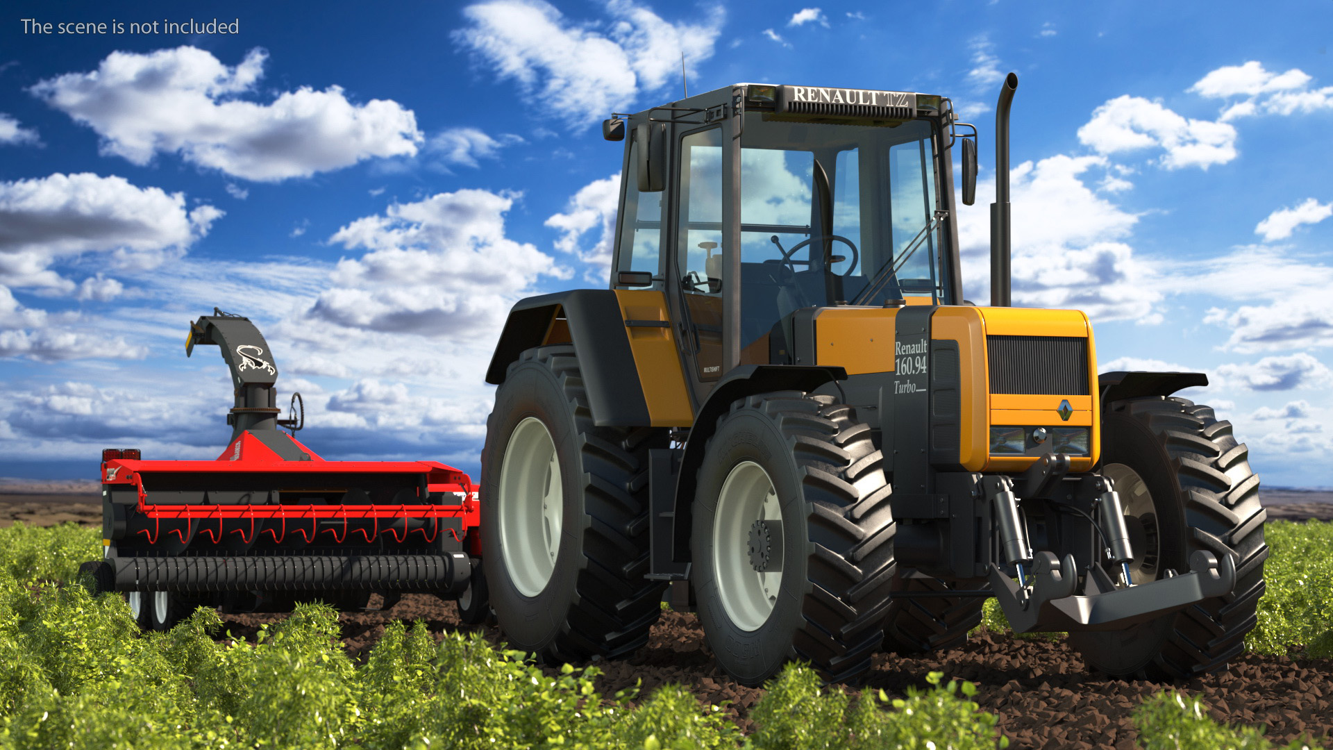 3D Renault 160-94 Wheel Tractor with Forage Harvester Scorpion 300 model