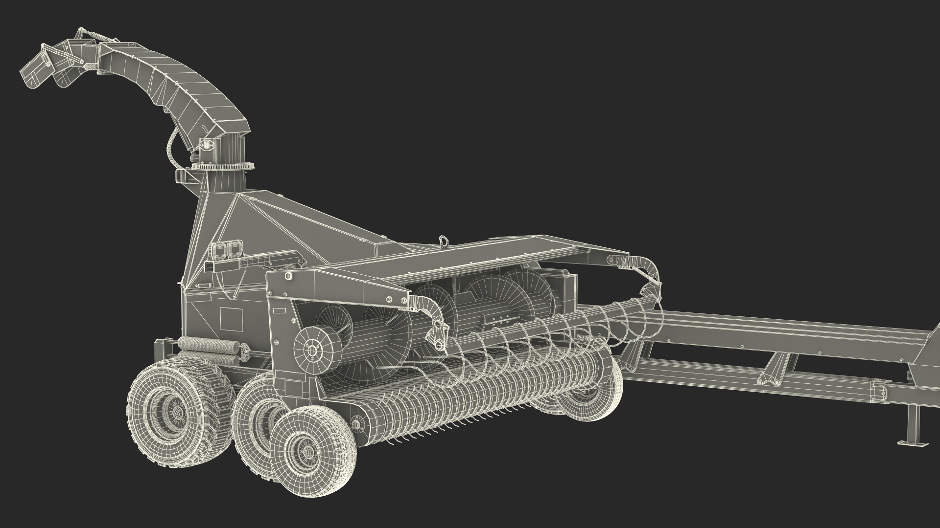 3D Renault 160-94 Wheel Tractor with Forage Harvester Scorpion 300 model