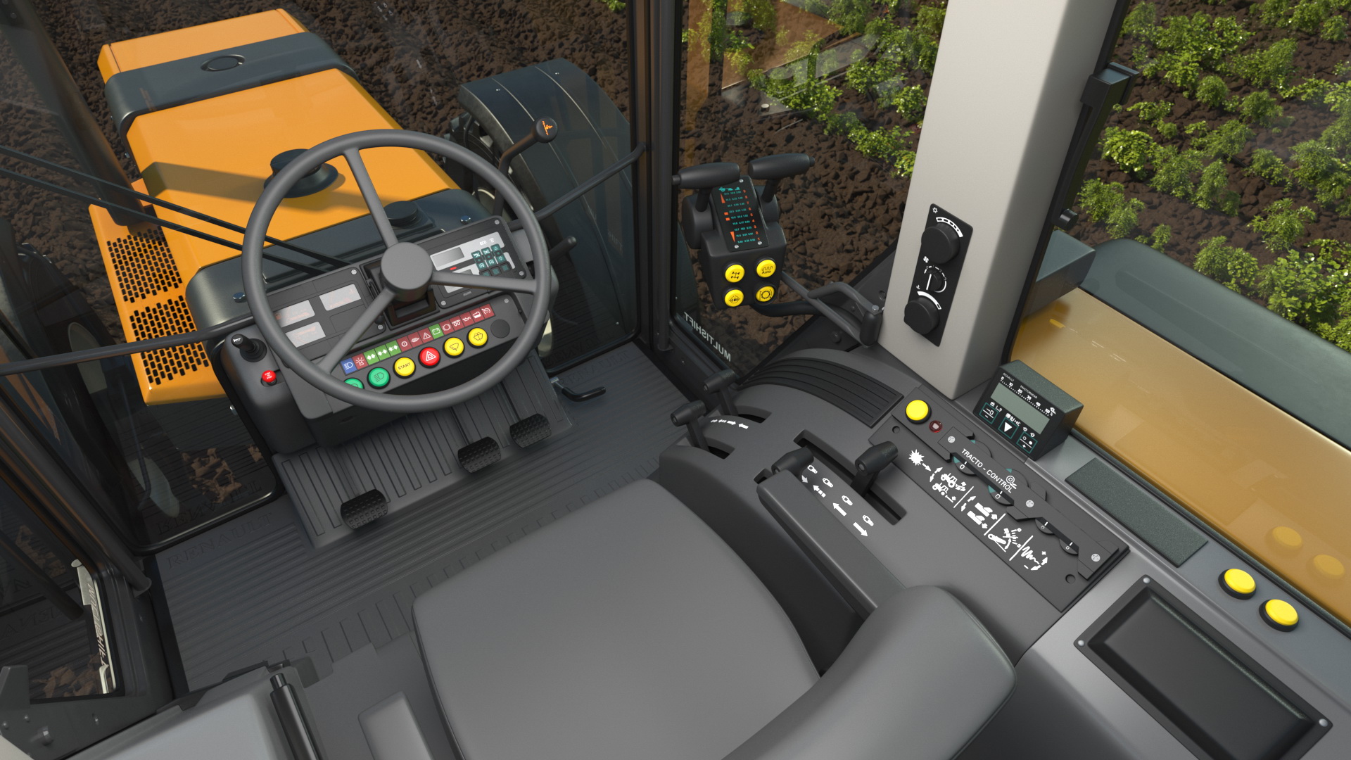 3D Renault 160-94 Wheel Tractor with Forage Harvester Scorpion 300 model