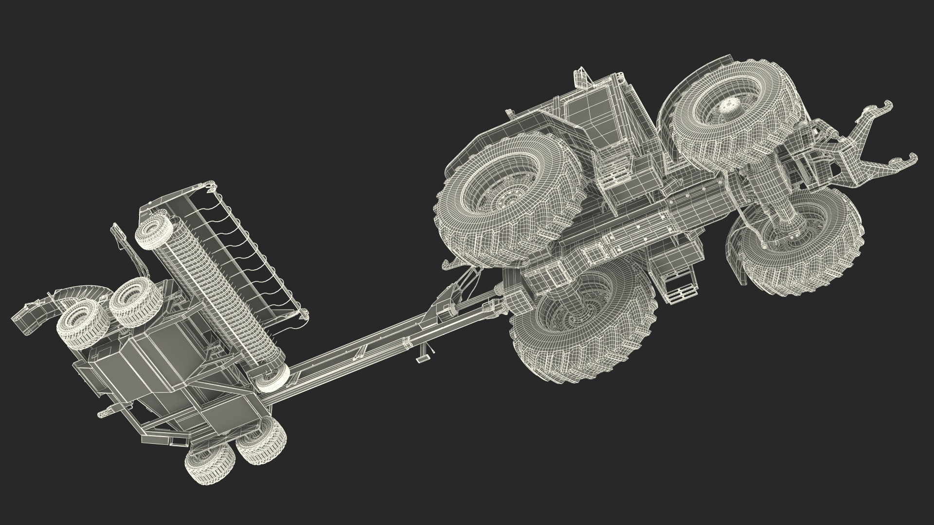 3D Renault 160-94 Wheel Tractor with Forage Harvester Scorpion 300 model