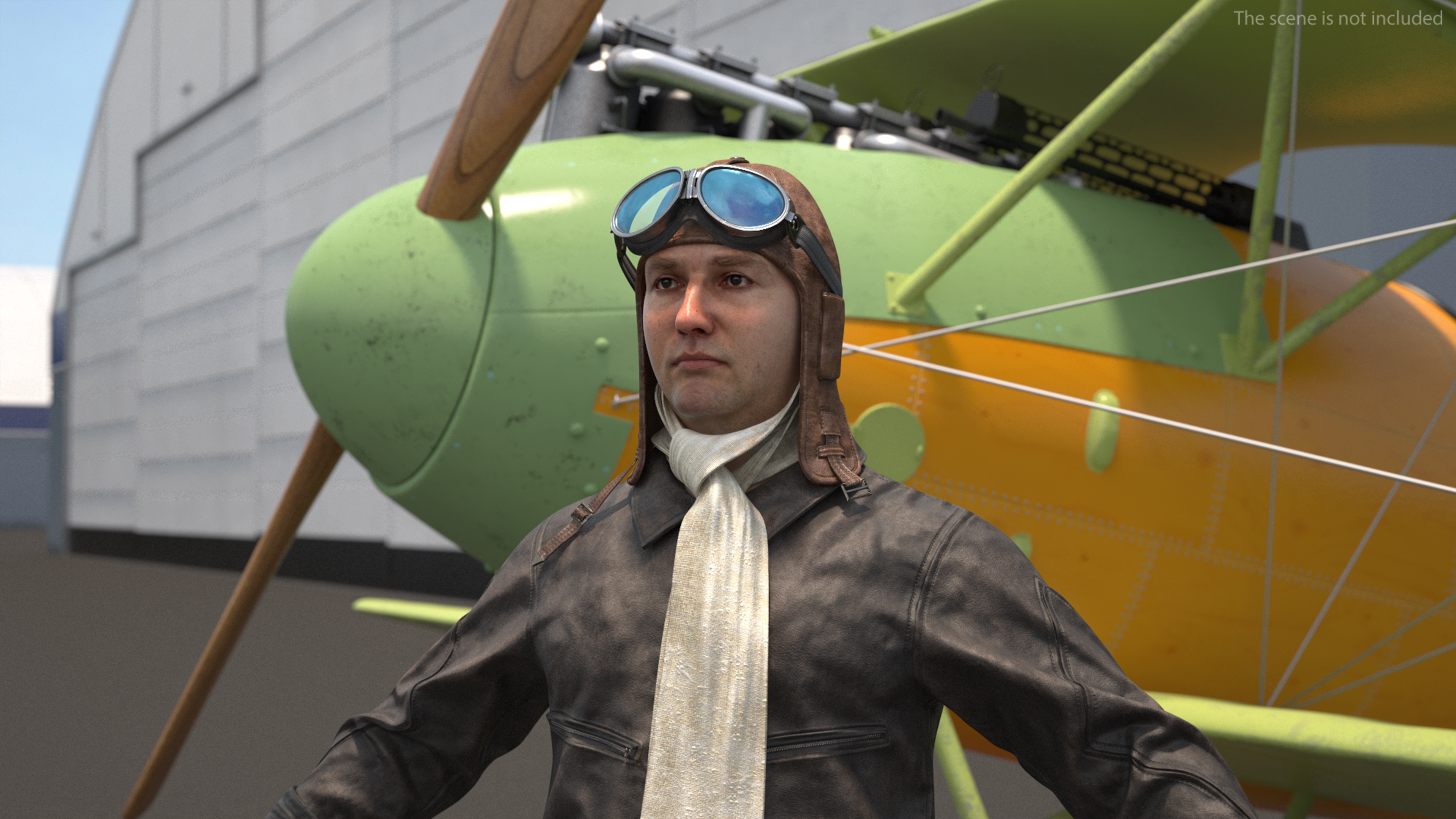 3D Vintage Pilot in Uniform A-Pose