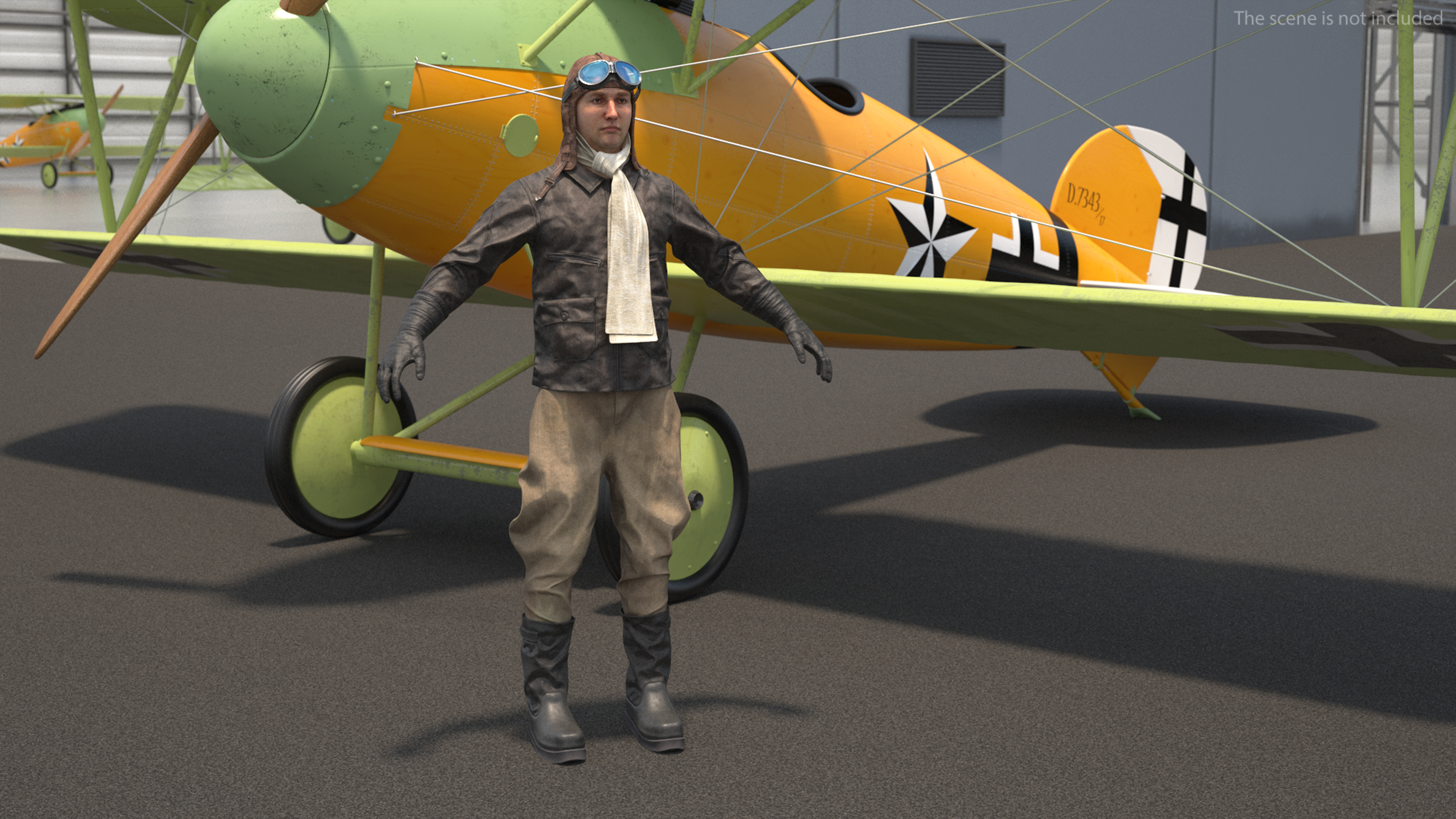 3D Vintage Pilot in Uniform A-Pose