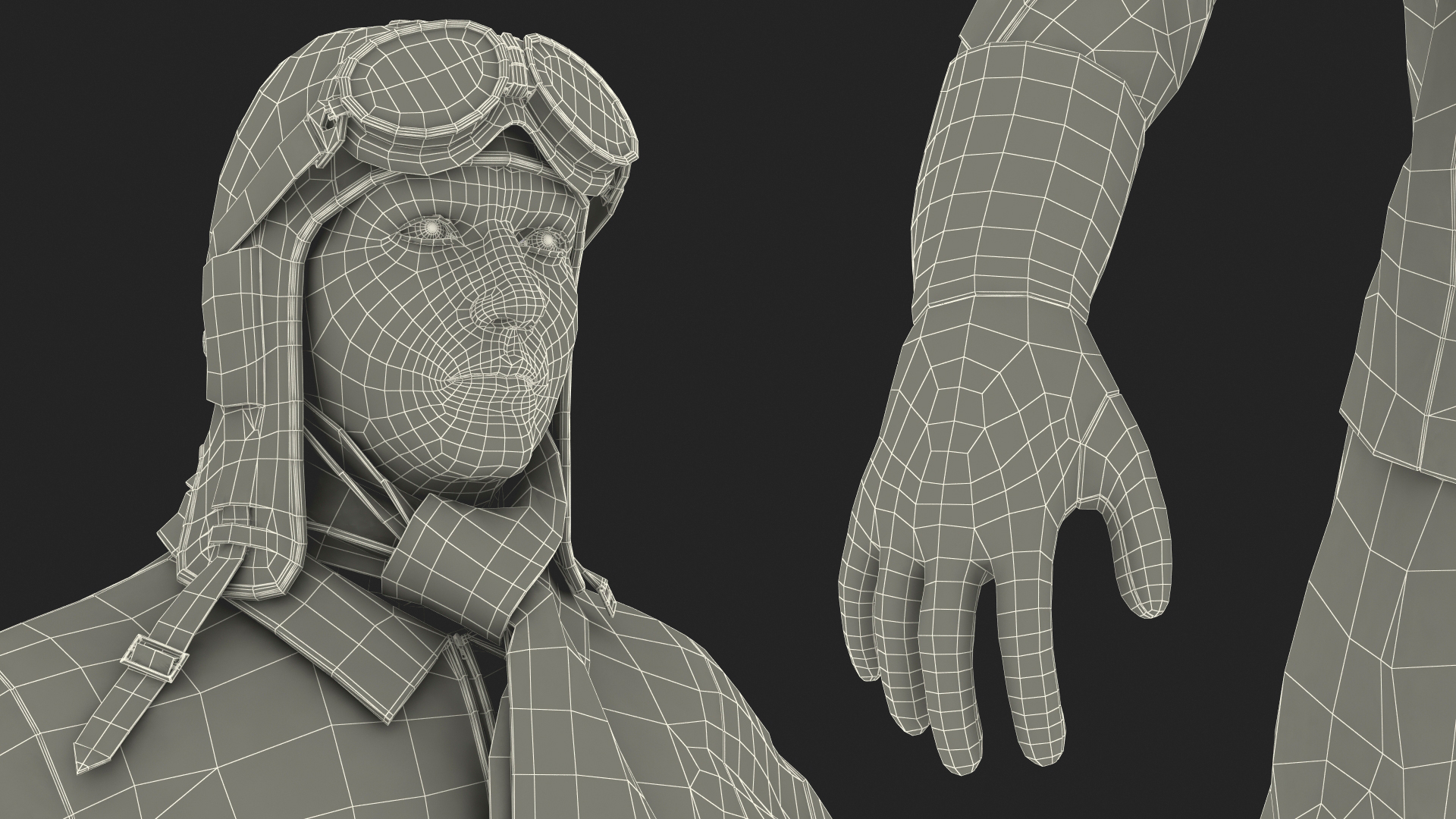 3D Vintage Pilot in Uniform A-Pose