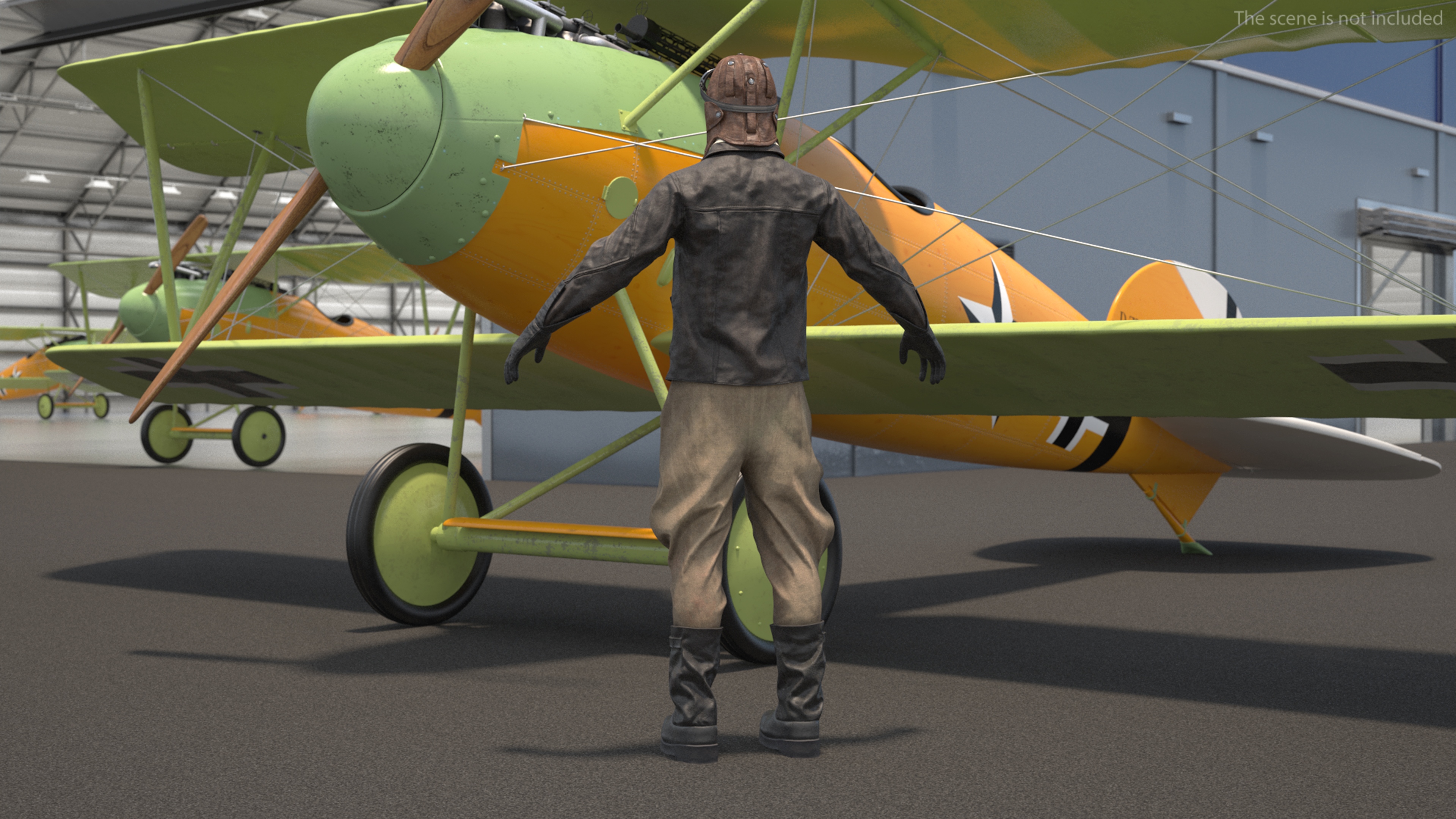 3D Vintage Pilot in Uniform A-Pose