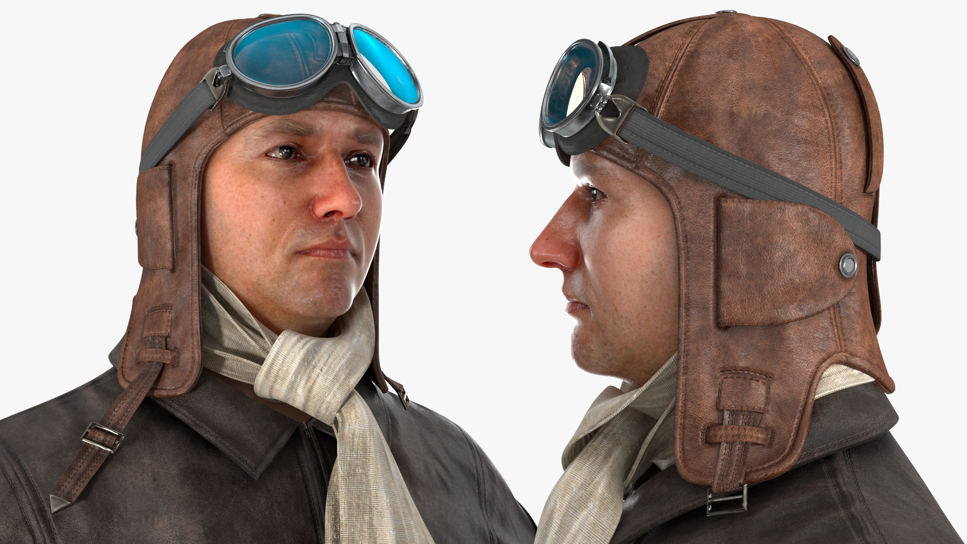 3D Vintage Pilot in Uniform A-Pose