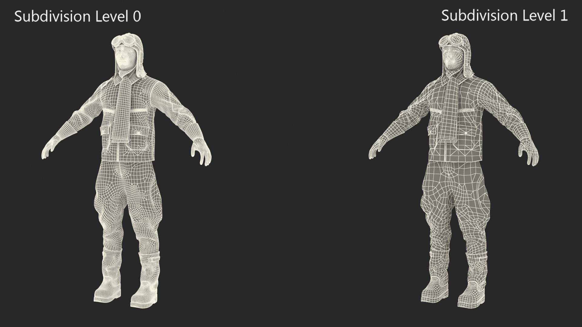 3D Vintage Pilot in Uniform A-Pose