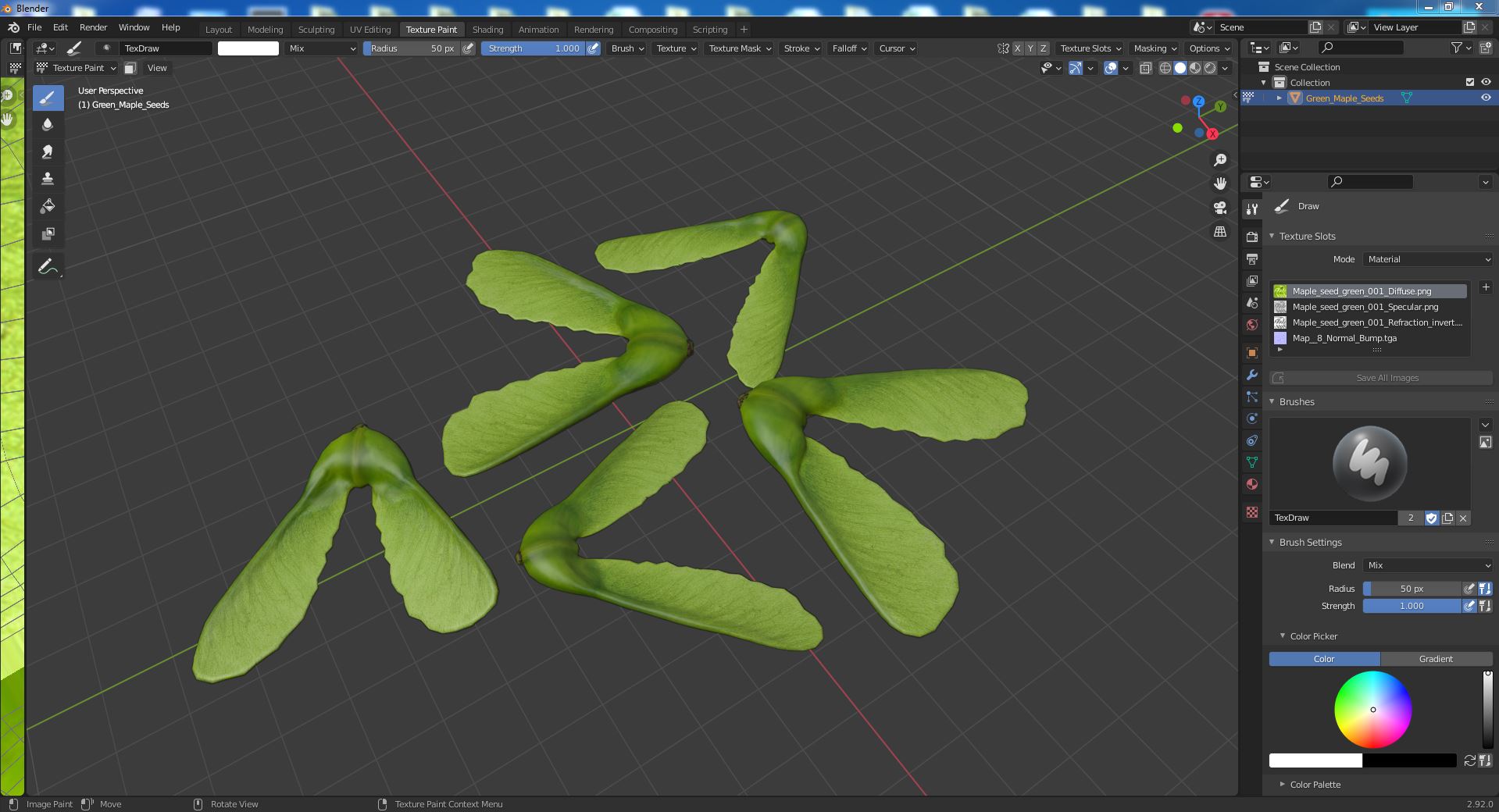 Green Maple Seeds 3D