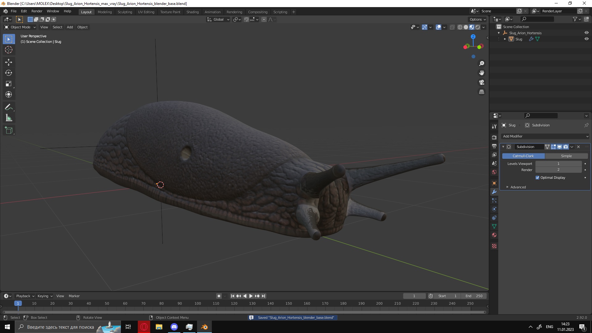3D model Slug Arion Hortensis