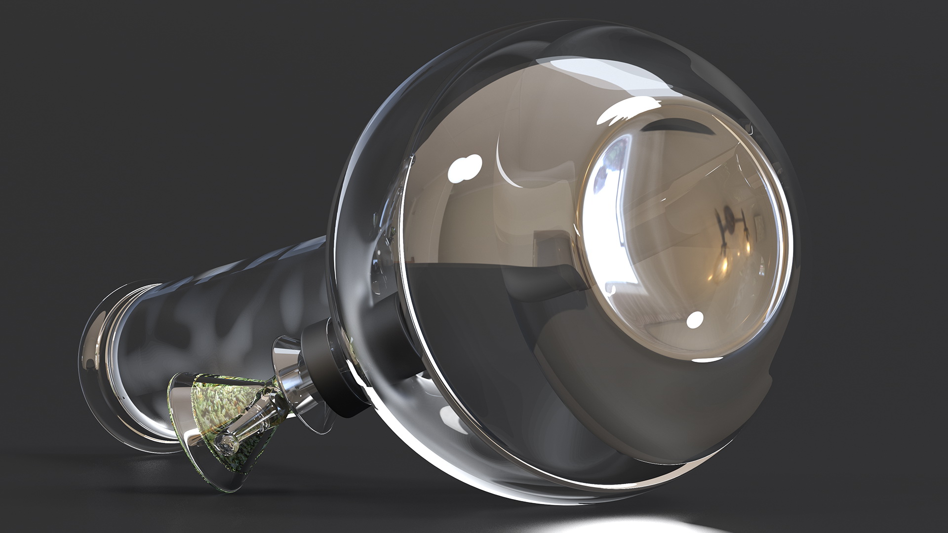 3D model Round Glass Bong with Cannabis