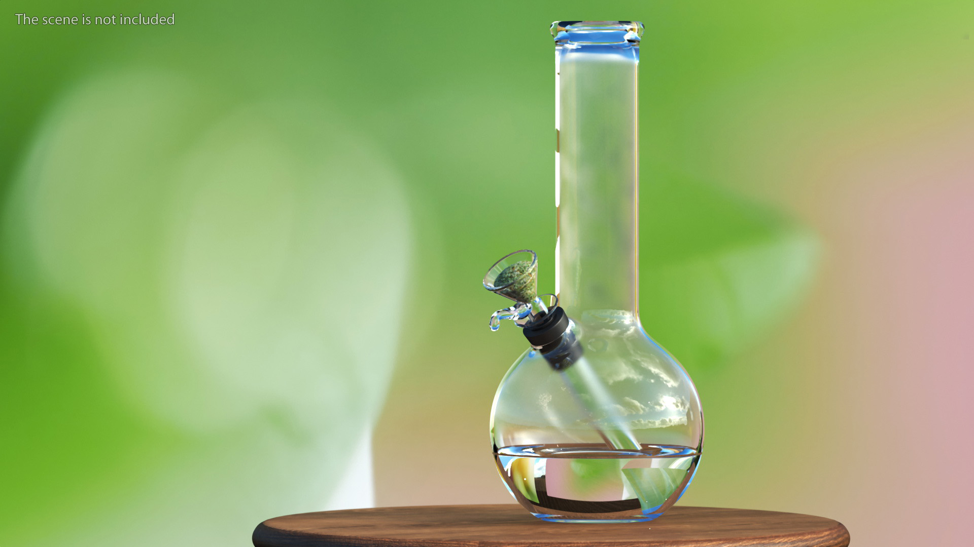 3D model Round Glass Bong with Cannabis