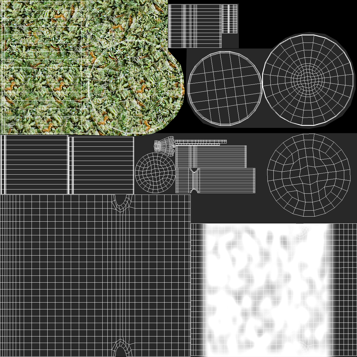 3D model Round Glass Bong with Cannabis