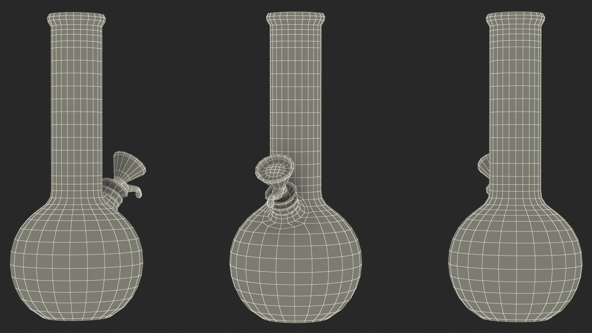 3D model Round Glass Bong with Cannabis