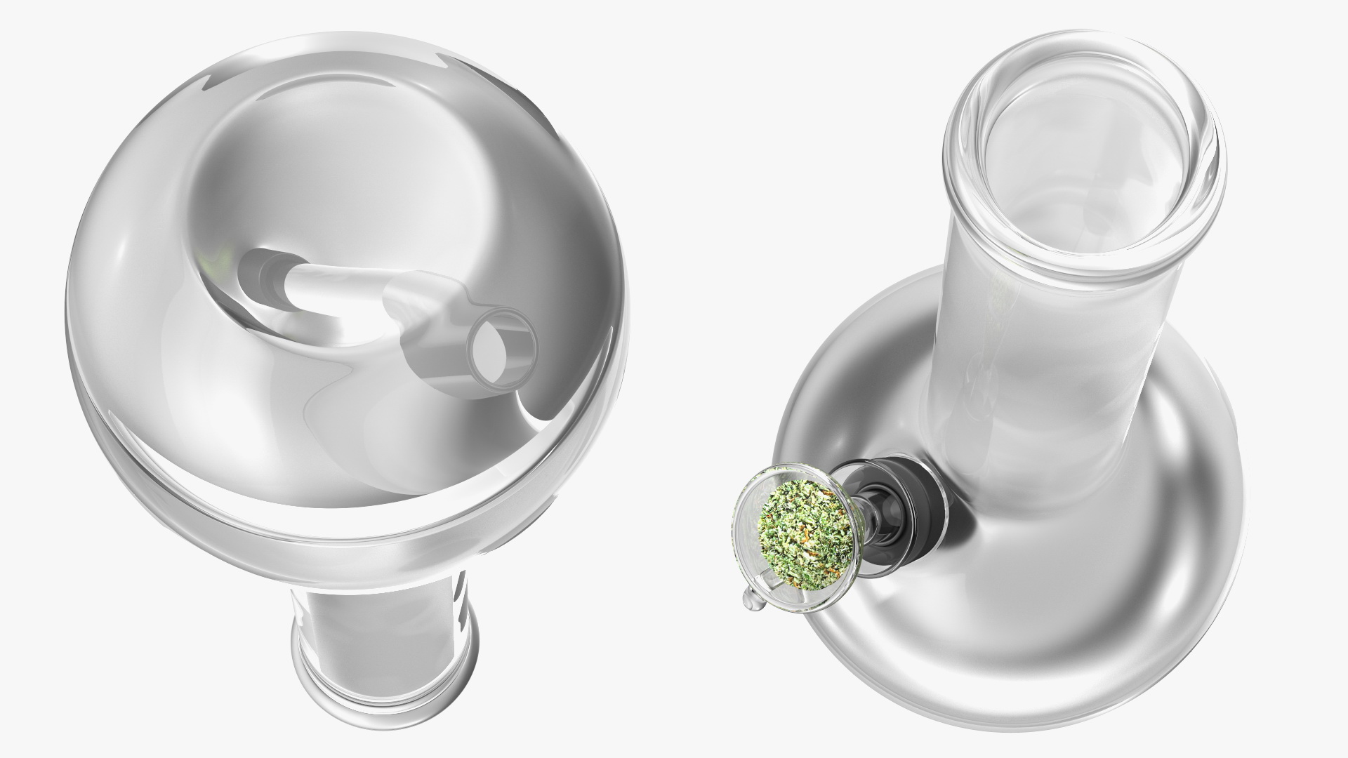 3D model Round Glass Bong with Cannabis