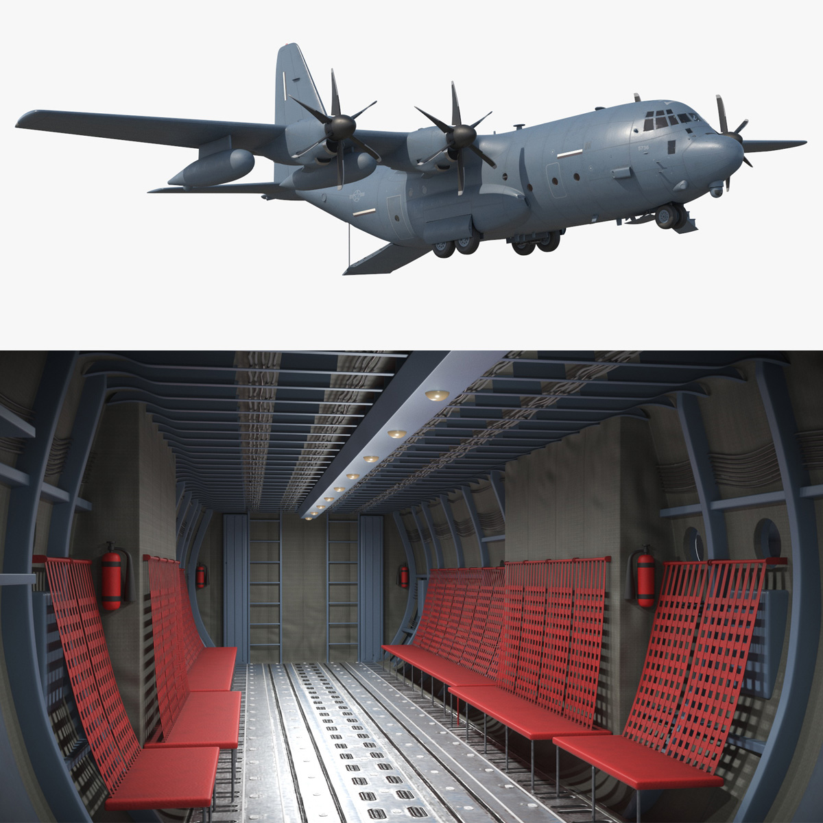 Lockheed MC-130J Commando II Military Aircraft Blue Rigged