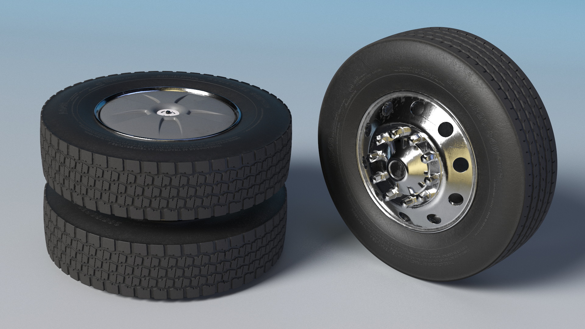 Heavy Duty Truck Wheel Set with Dual Tires - view 2