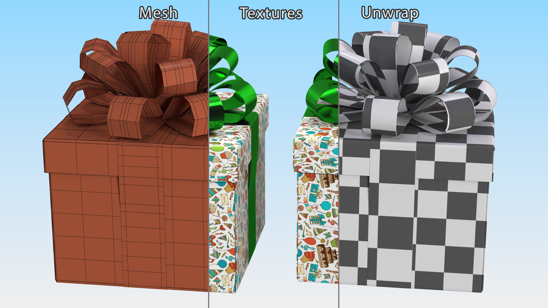 3D model Wrapped Gift Box with Bow
