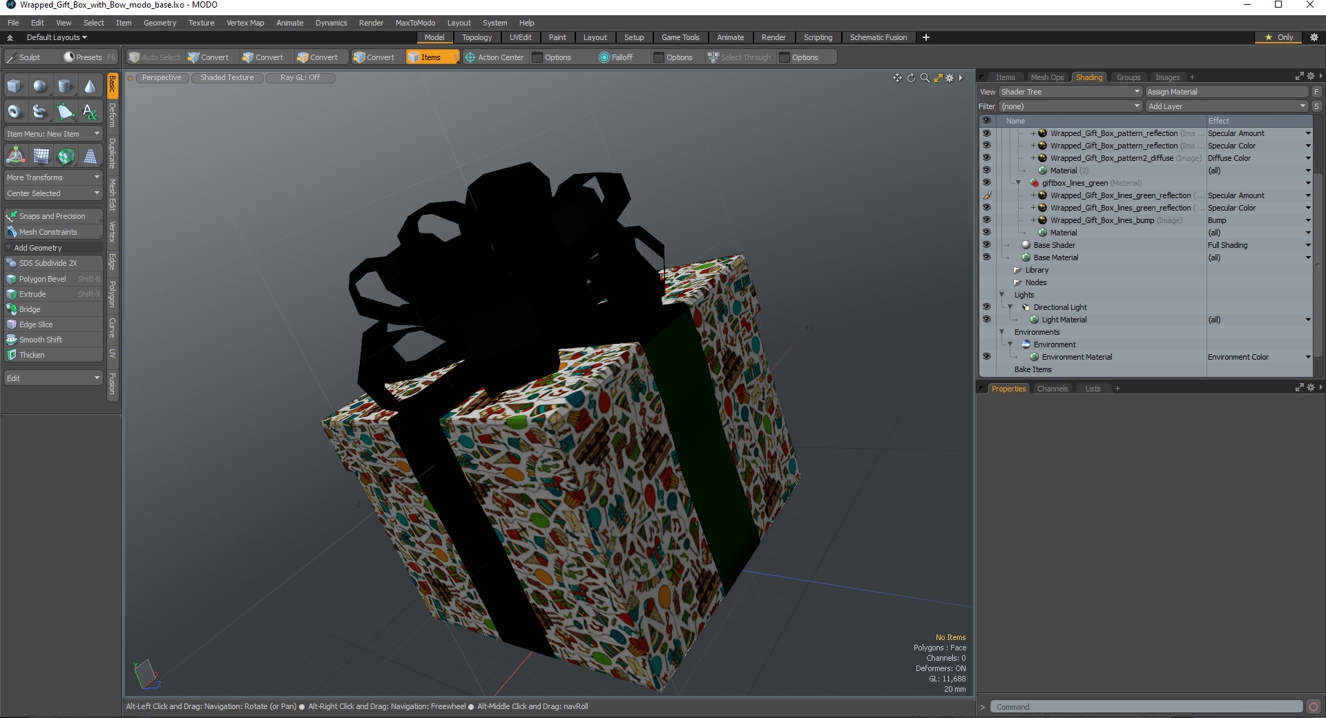 3D model Wrapped Gift Box with Bow