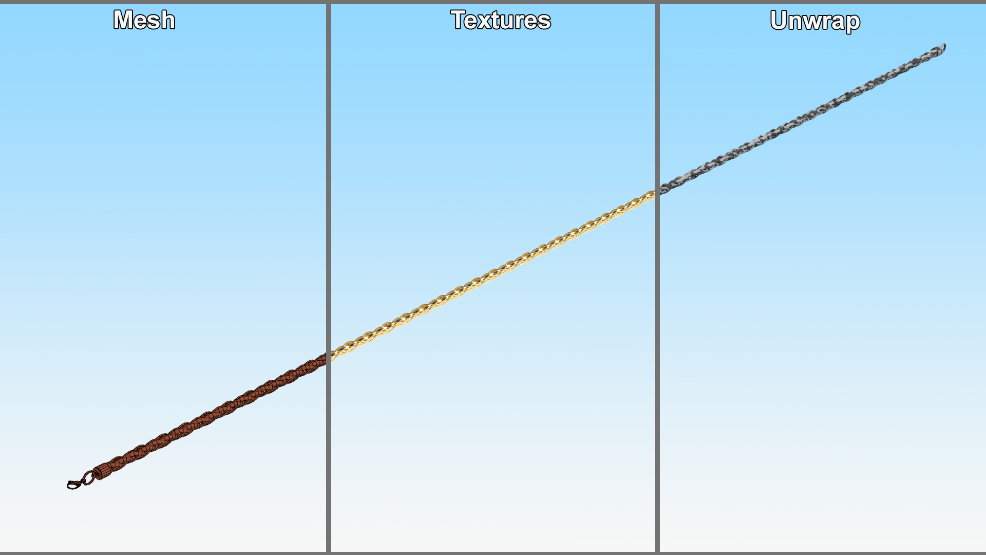 Palma Jewelry Chain Gold 3D model