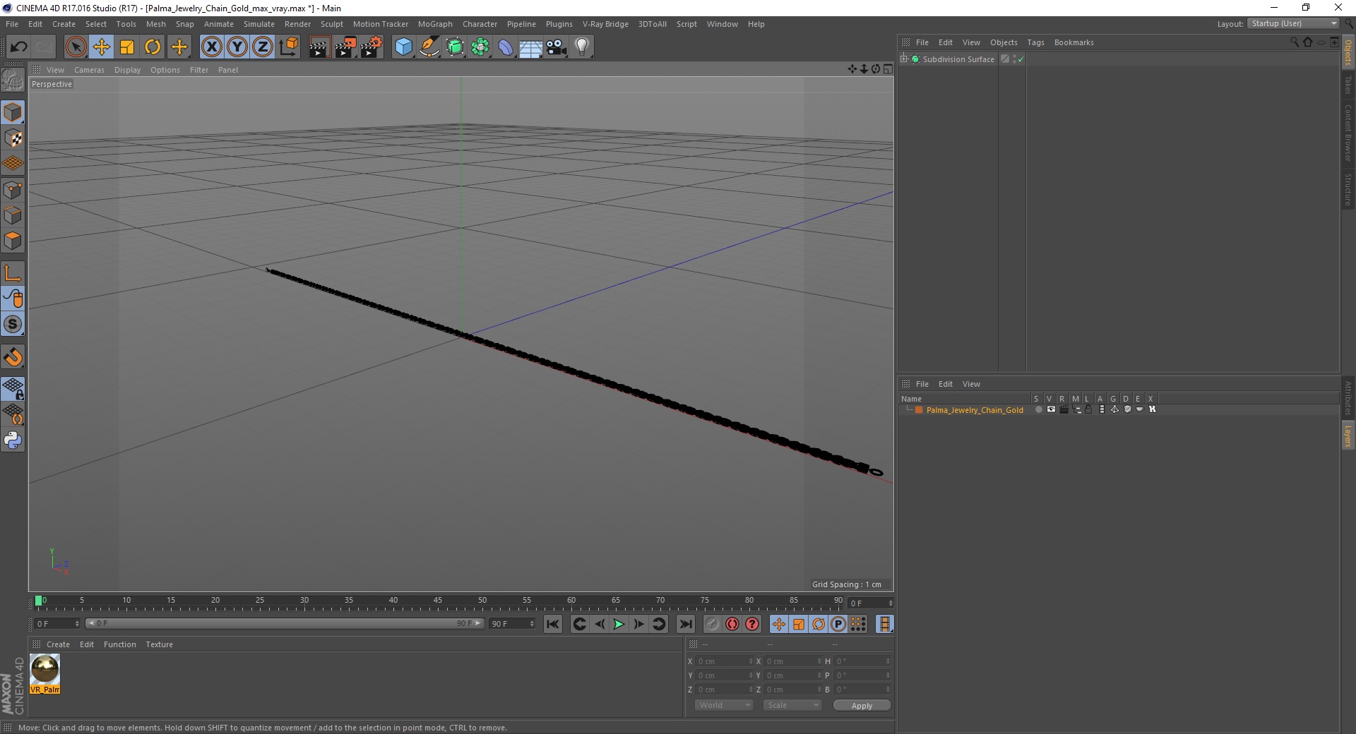 Palma Jewelry Chain Gold 3D model