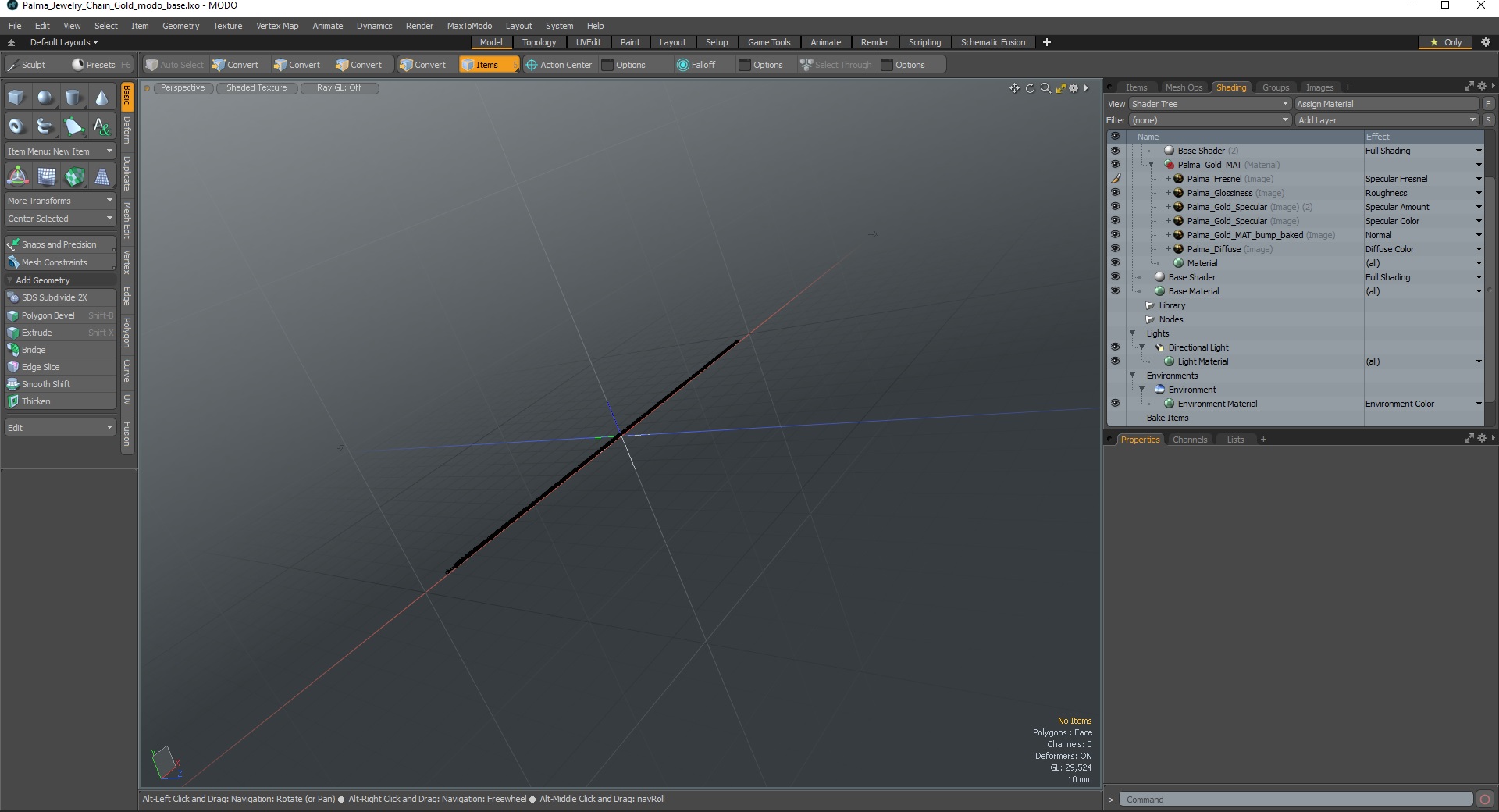 Palma Jewelry Chain Gold 3D model