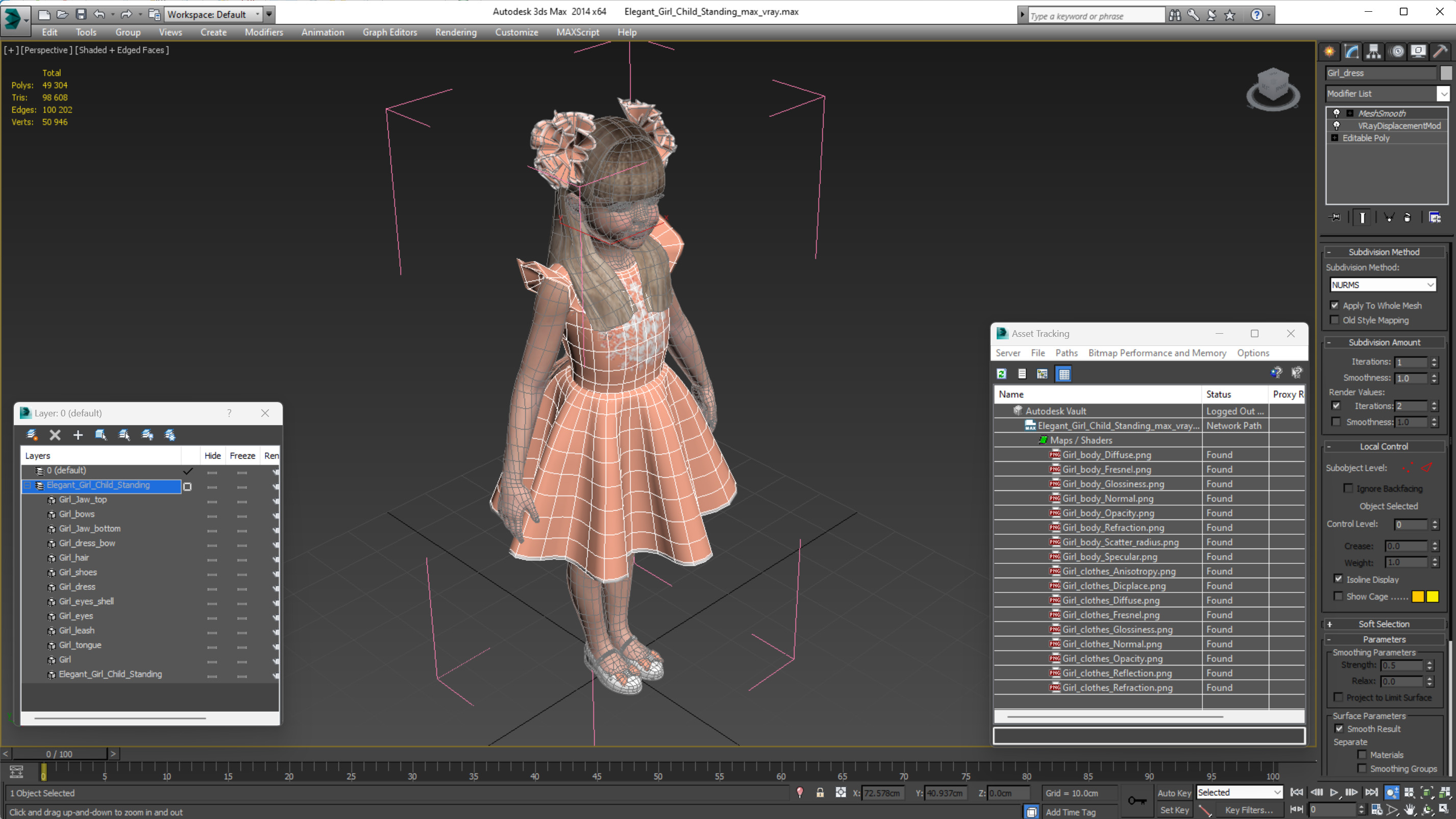 Elegant Girl Child Standing 3D